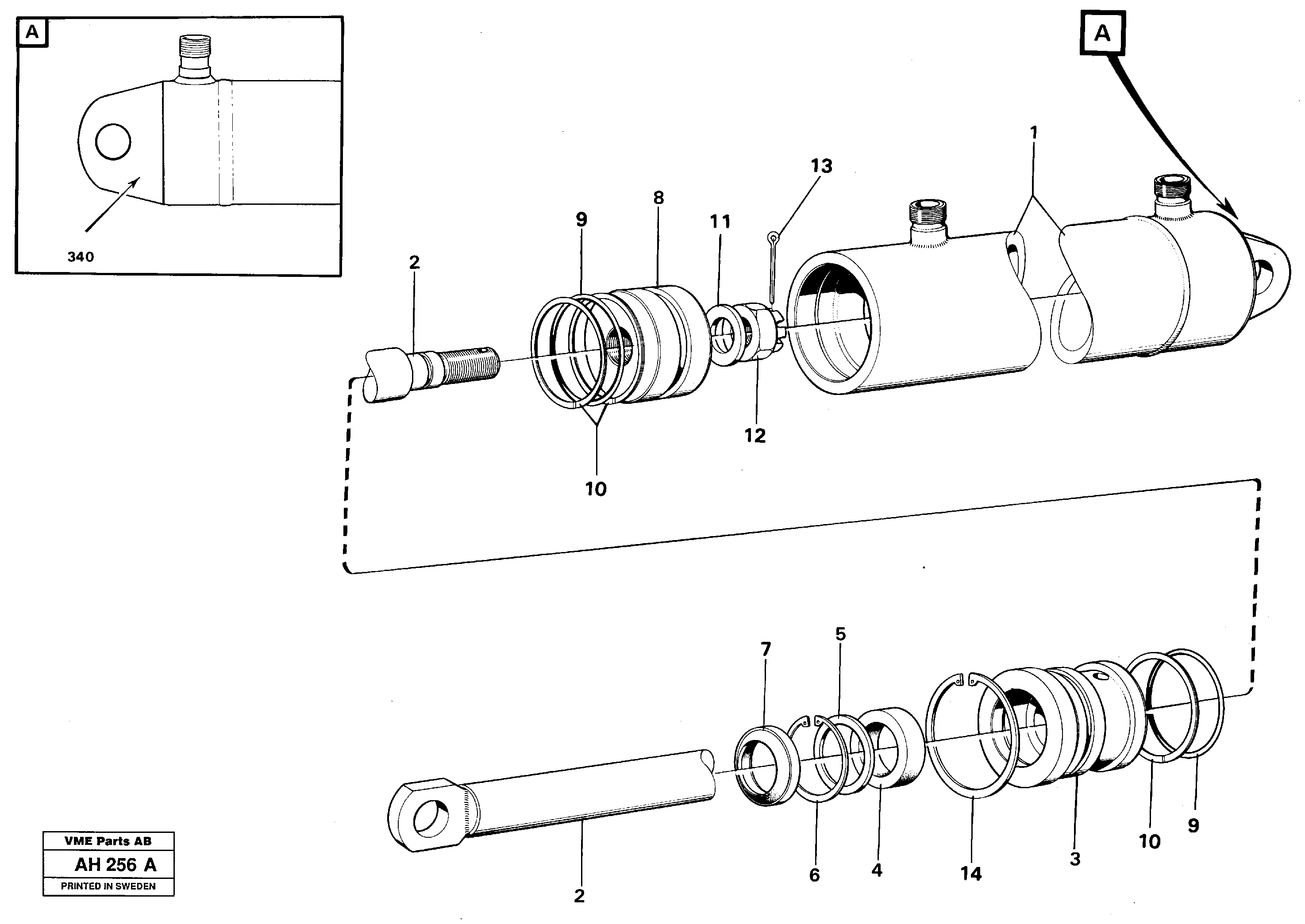 Hydraulic cylinder 90423, 91541 — volvo parts diagram