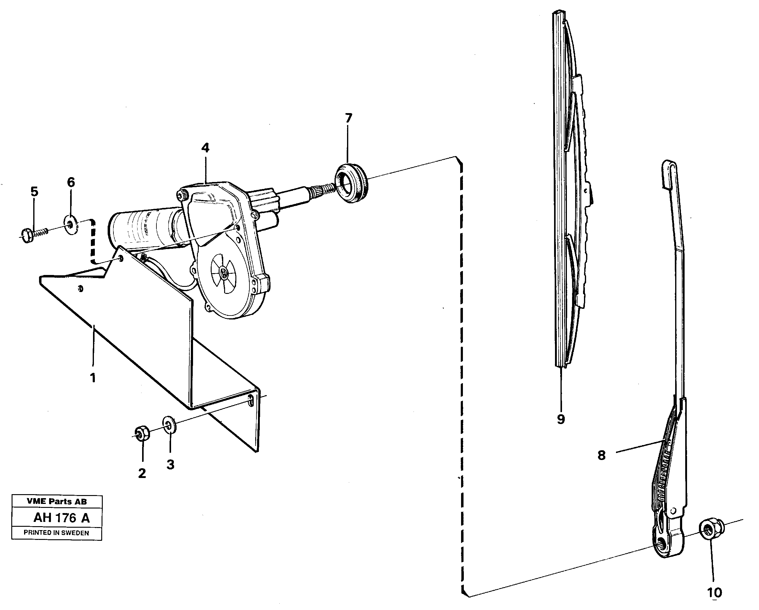 Windshield wiper, rear — volvo parts diagram