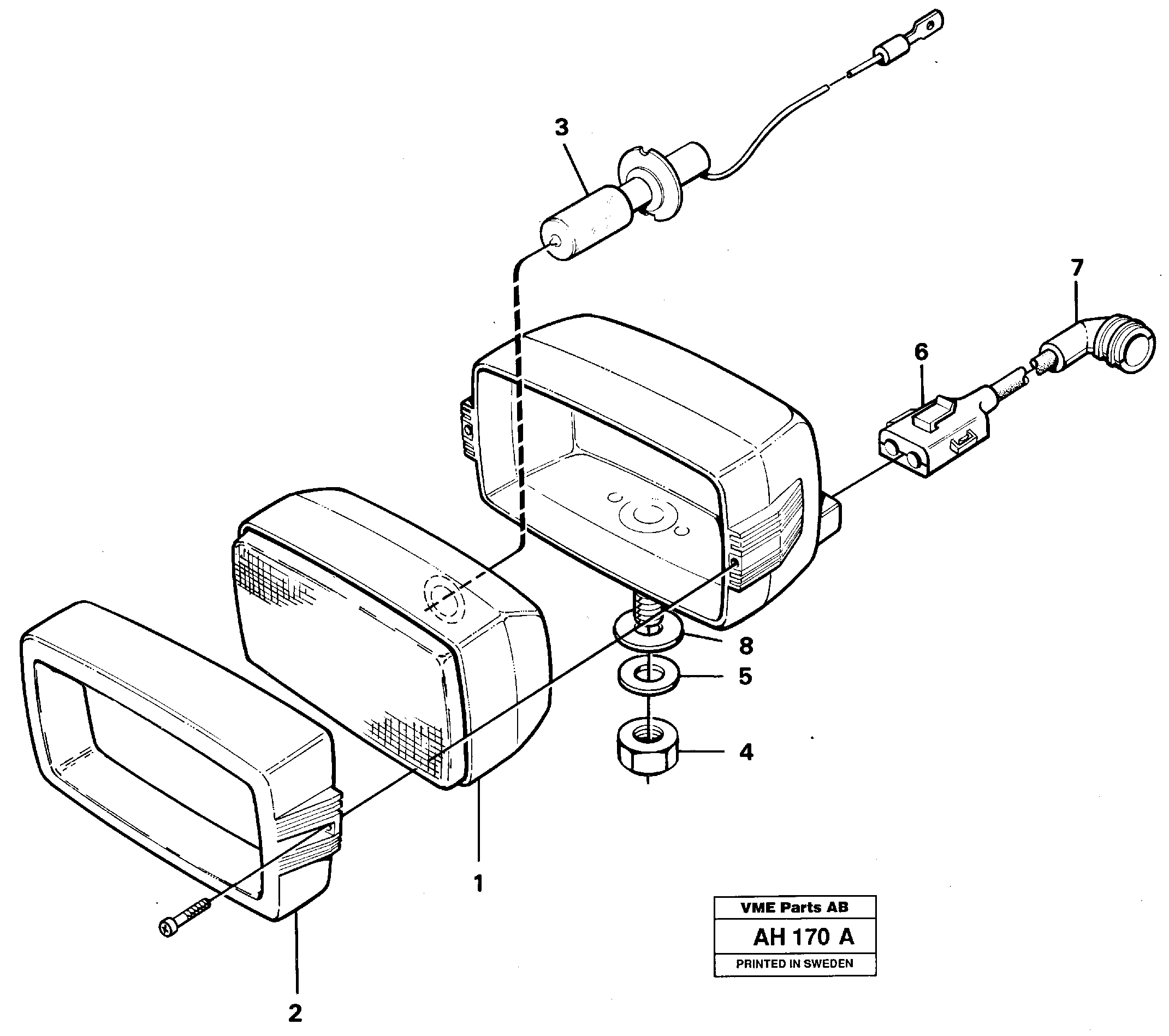 Work lights, front 91847 — volvo parts diagram