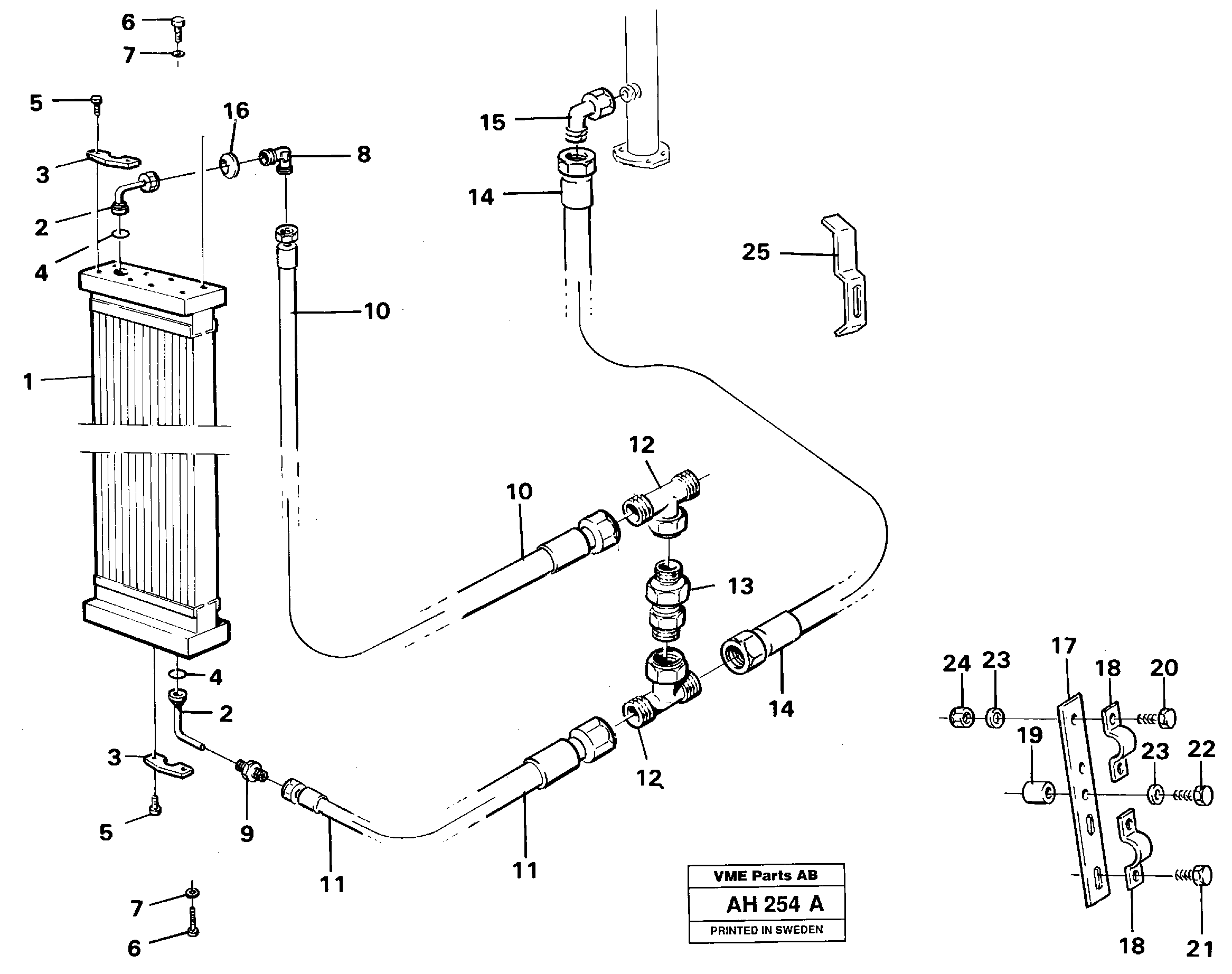 Hydraulic oil cooler — volvo parts diagram