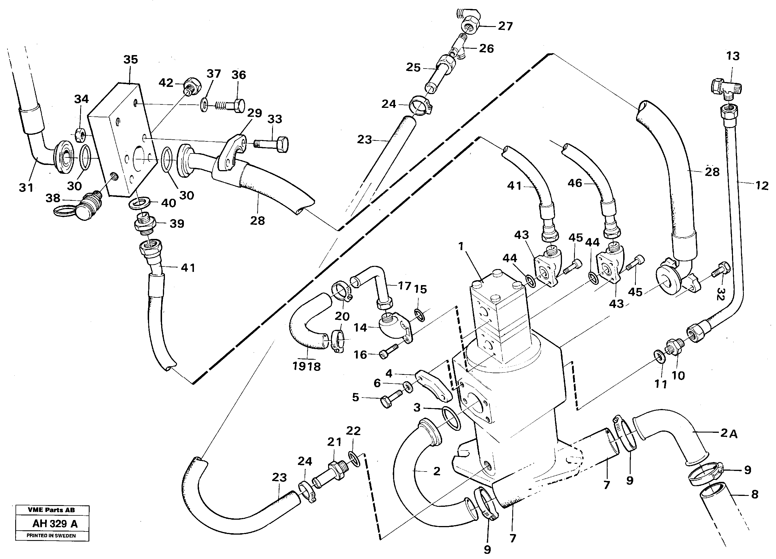 Hydraulic pump, mounting 2 - circuit hydr. system  92418 — volvo parts diagram