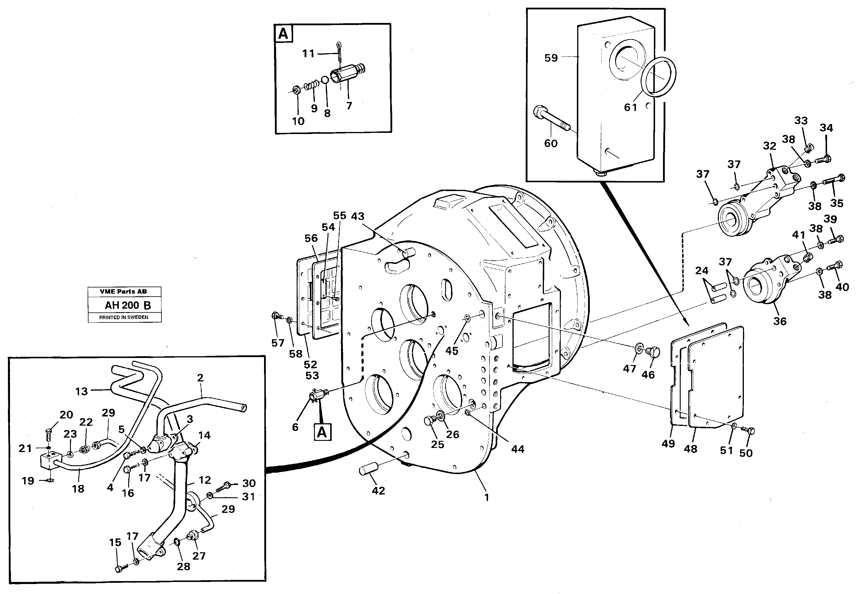 Converter housing with assembly parts — volvo parts diagram