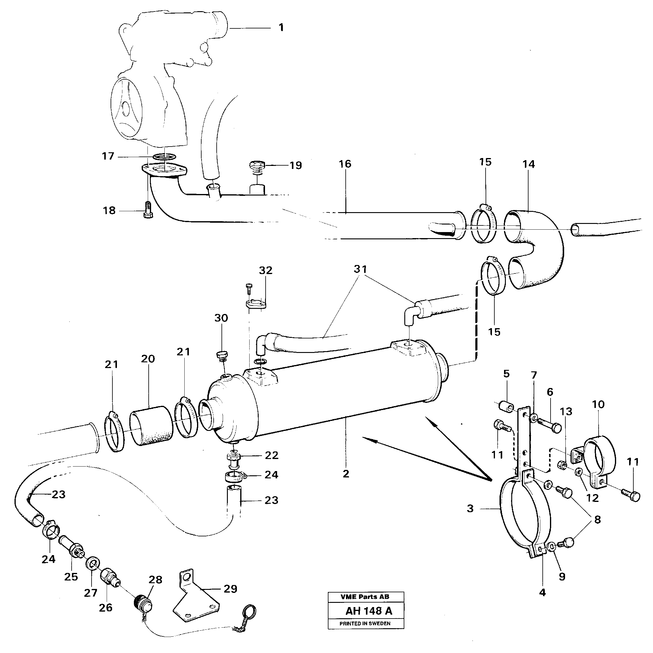 Oil cooler — volvo parts diagram