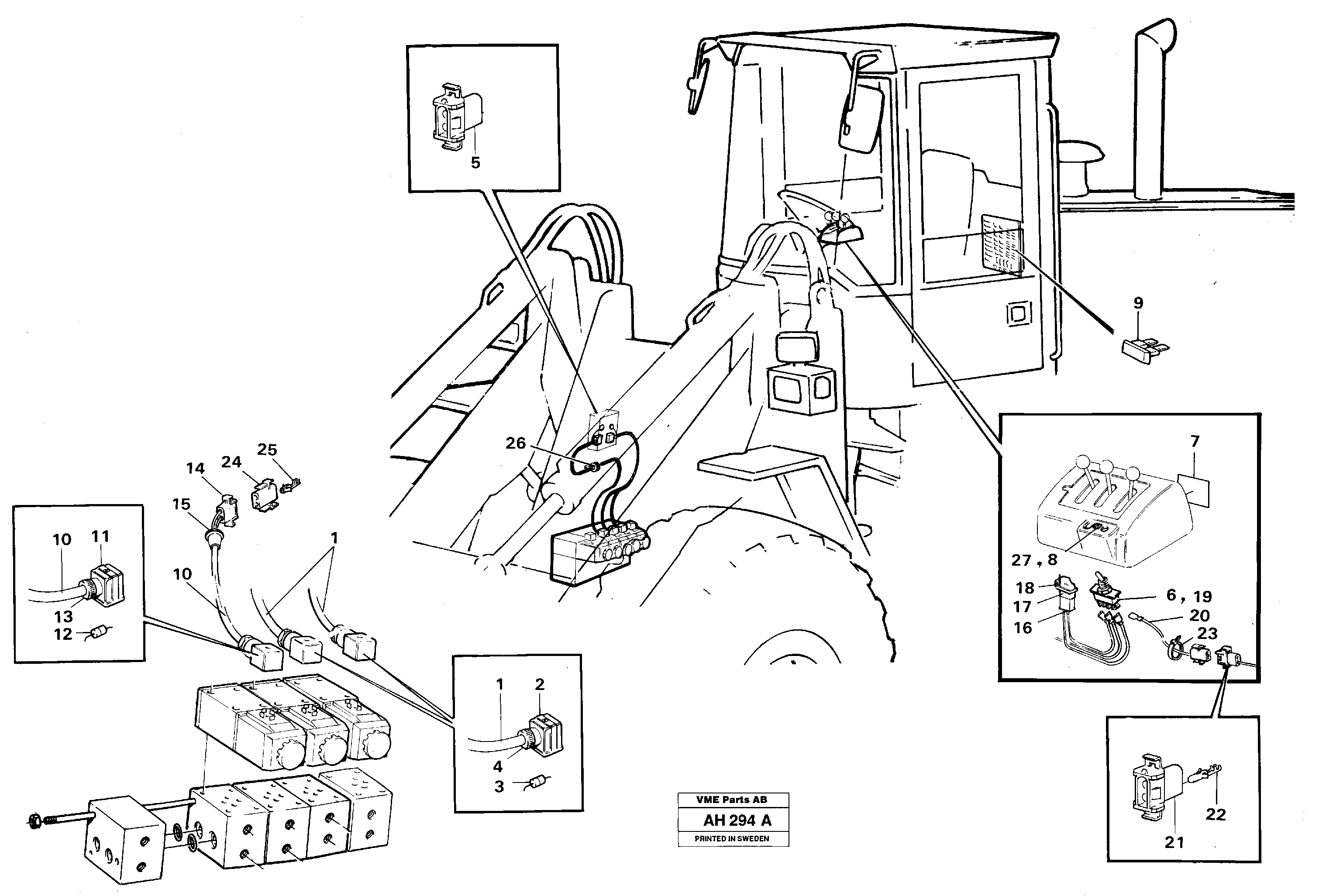 Cable harness for 3rd, 4th and 5th function  91977, 91979, 91981 — volvo parts diagram
