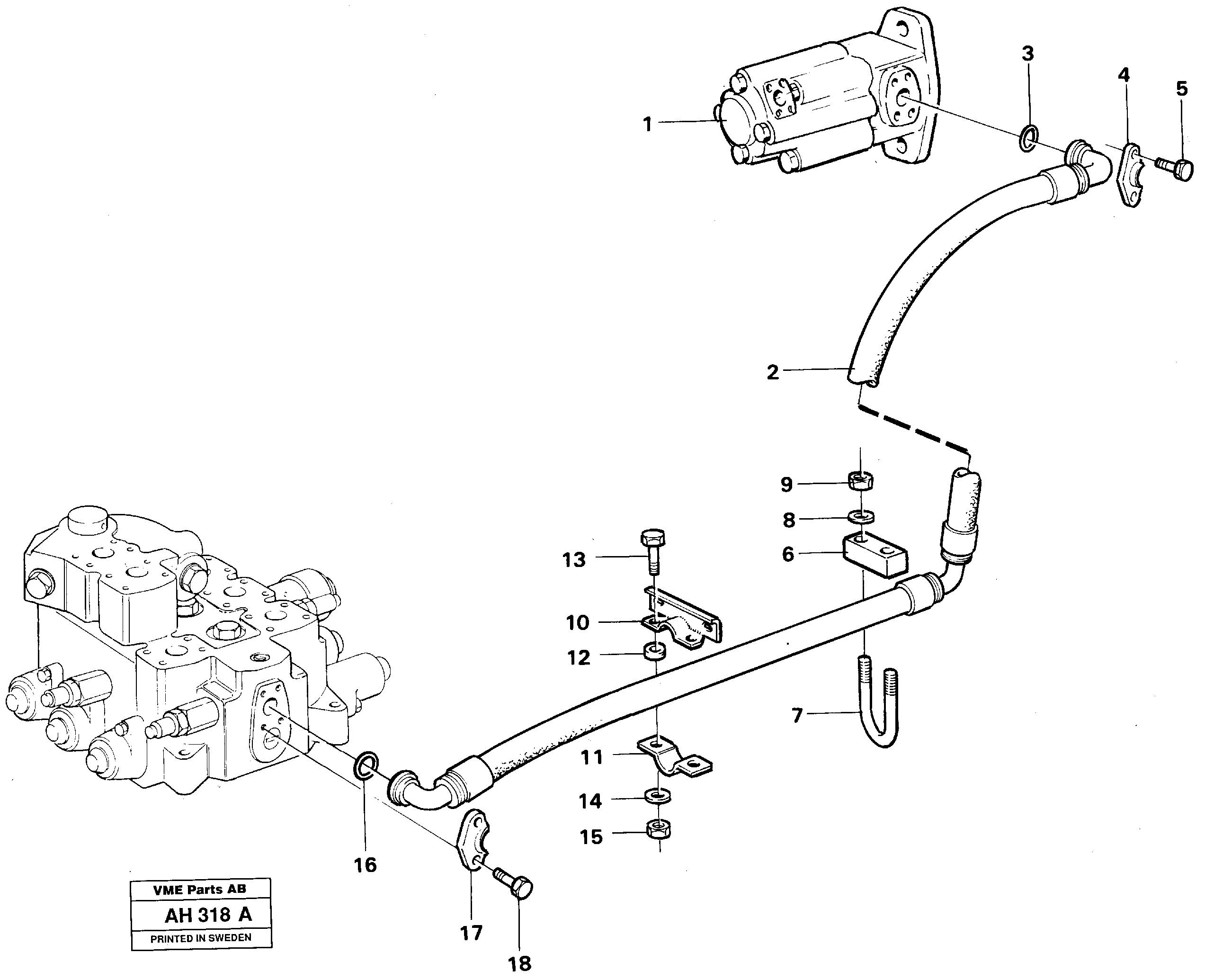 Hydraulic system: Feed line  SER NO 11750 -, SER NO 61341 - USA — volvo parts diagram