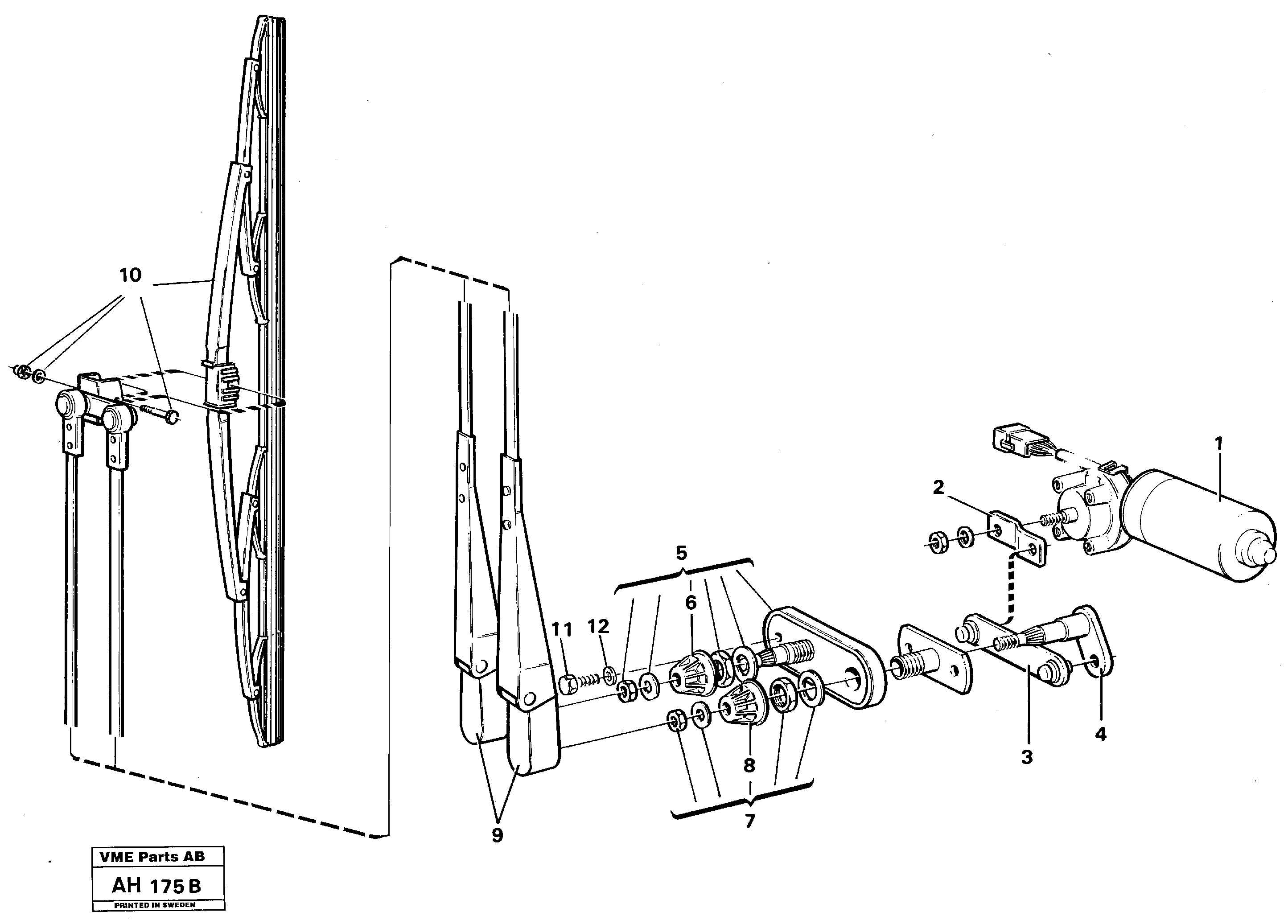 Windshield wiper, front — volvo parts diagram