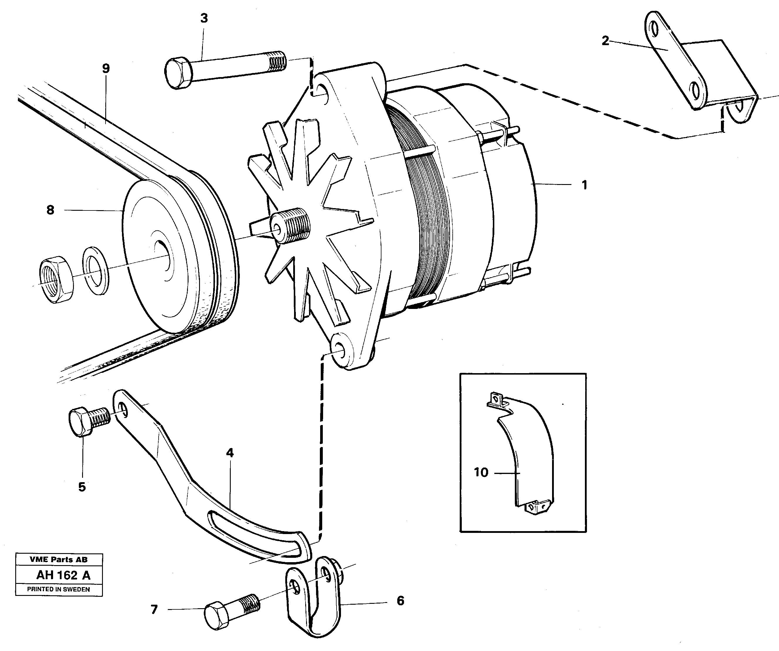 Alternator with assembling details — volvo parts diagram