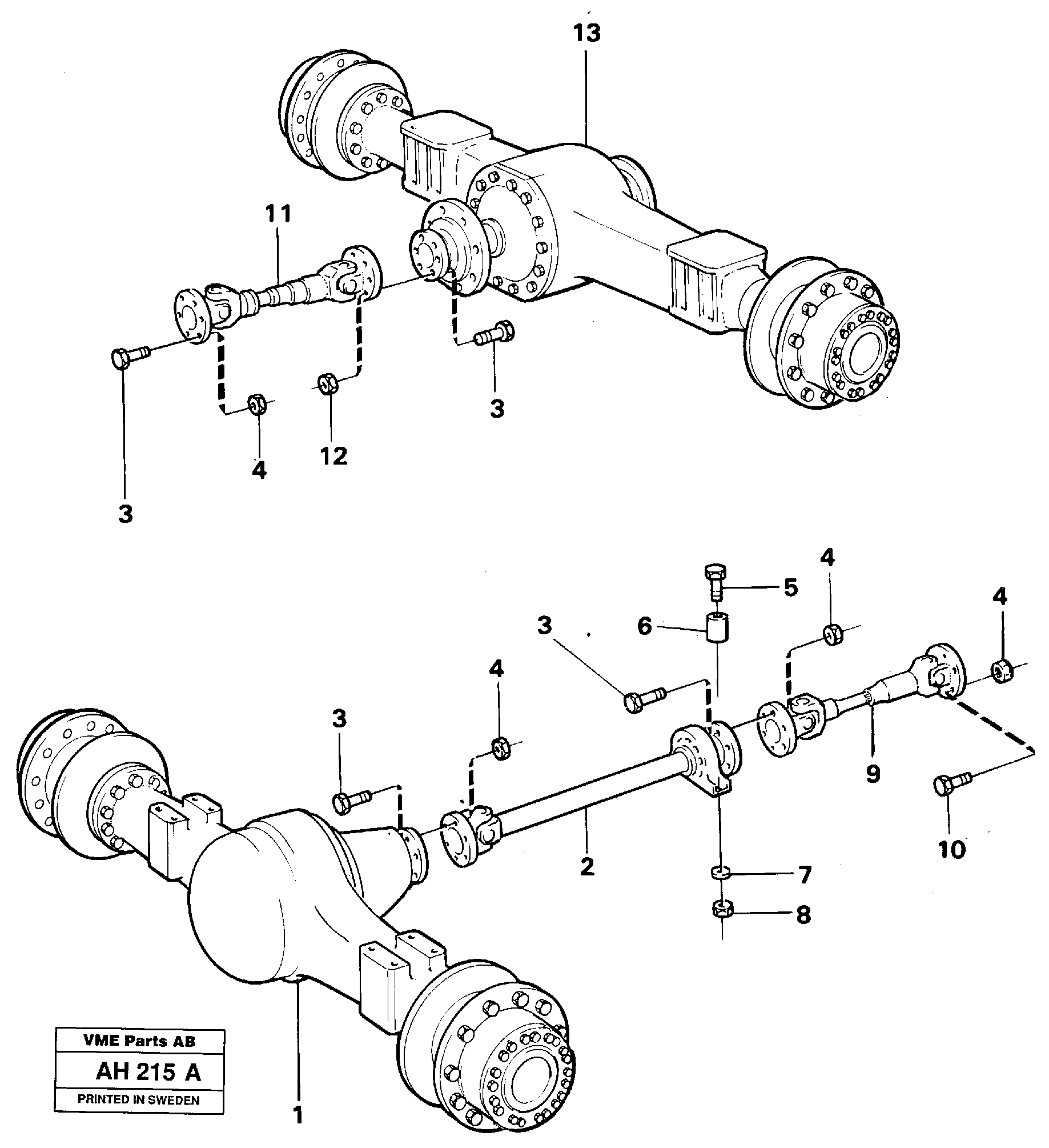 Propeller shafts with fitting parts — volvo parts diagram