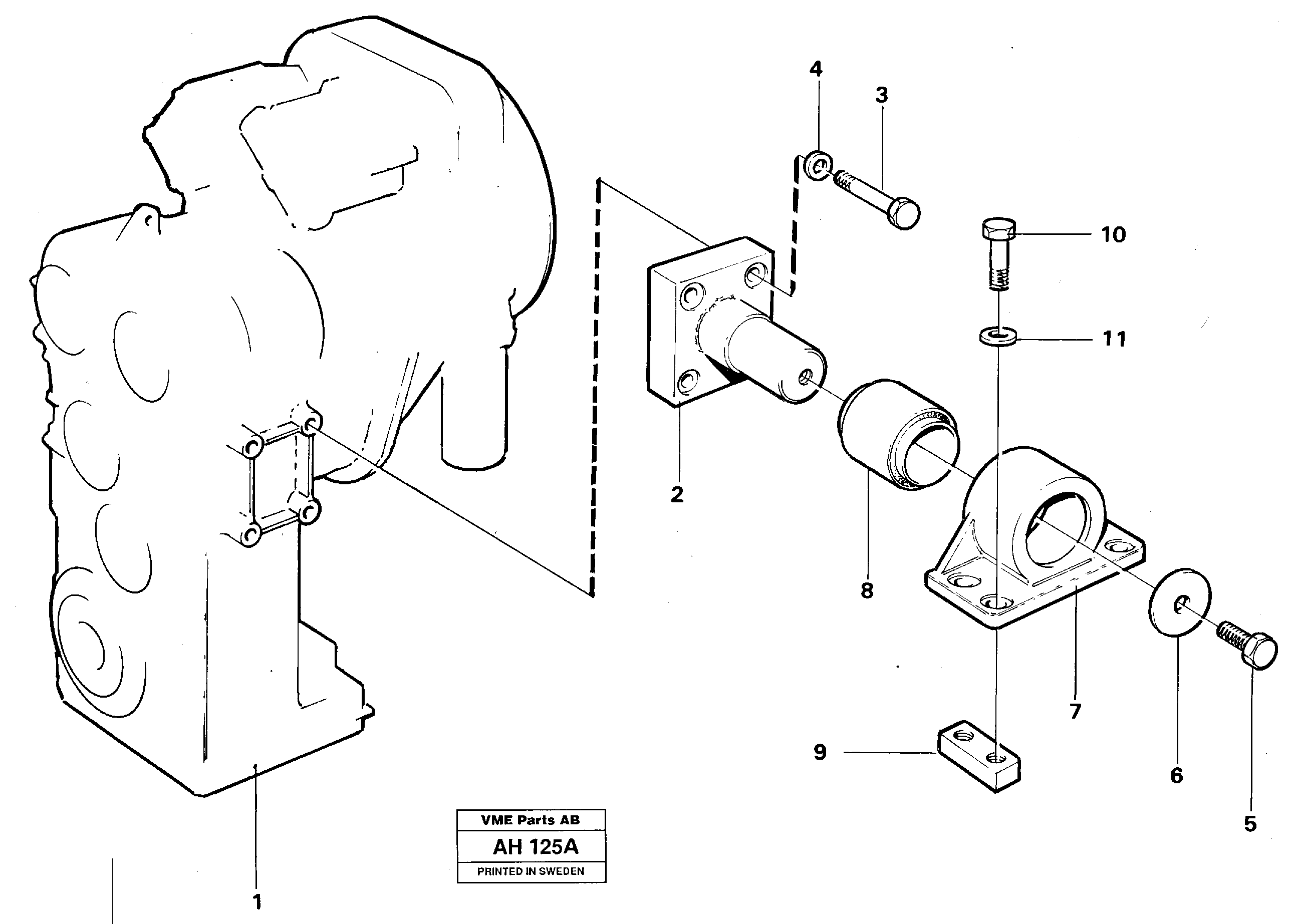Gear box housing with fitting parts — volvo parts diagram