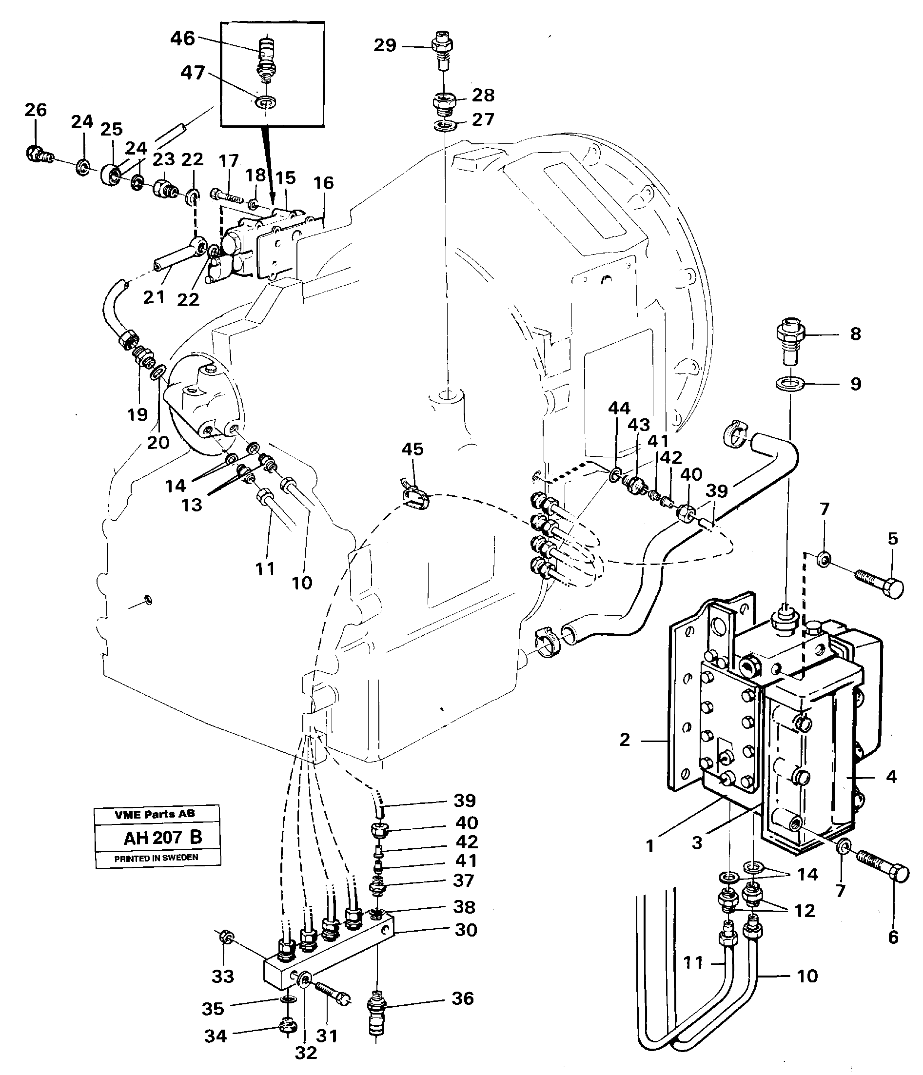 Hydraulic lines and valve  30869 — volvo parts diagram