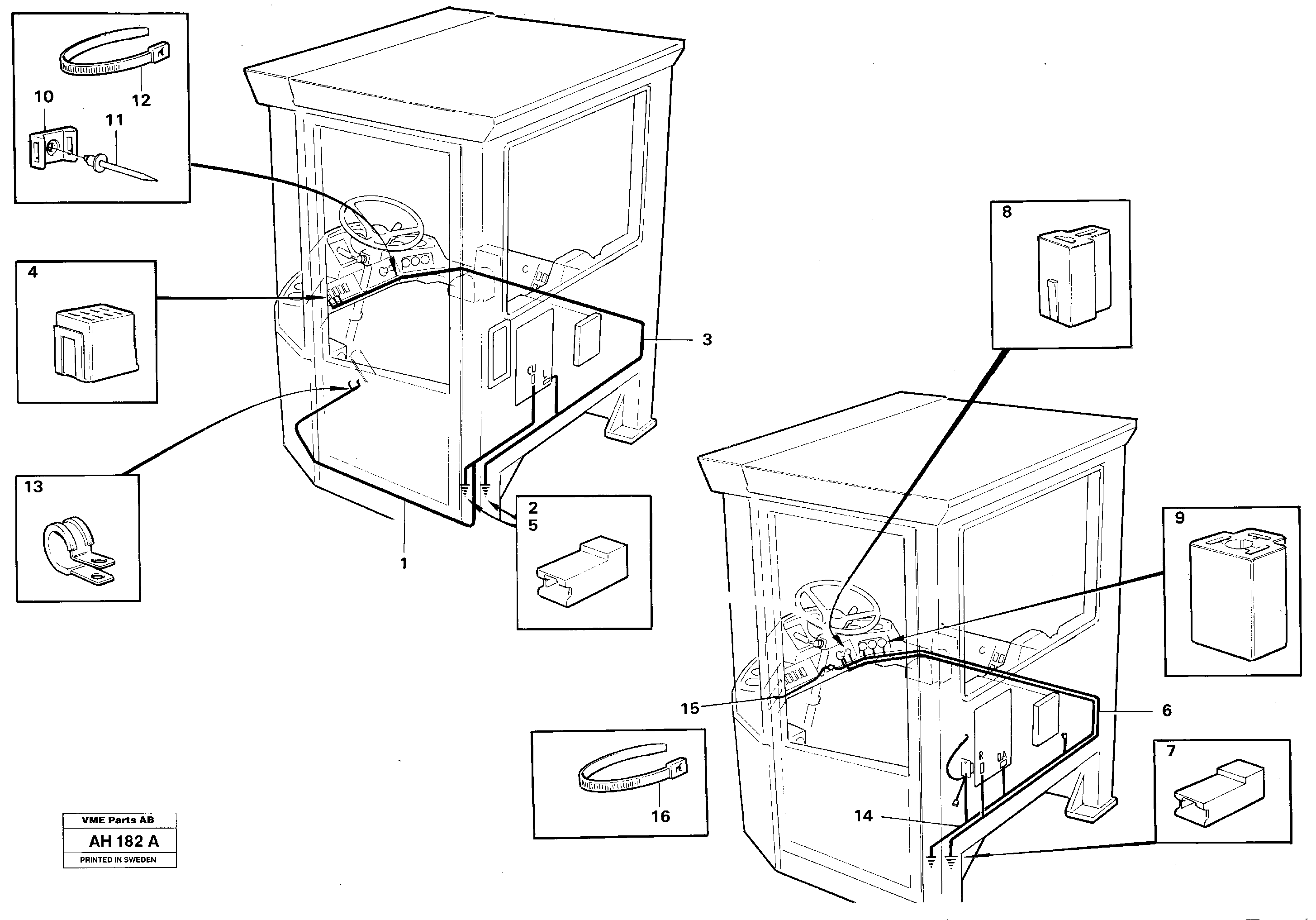 Cable harnesses, cab — volvo parts diagram