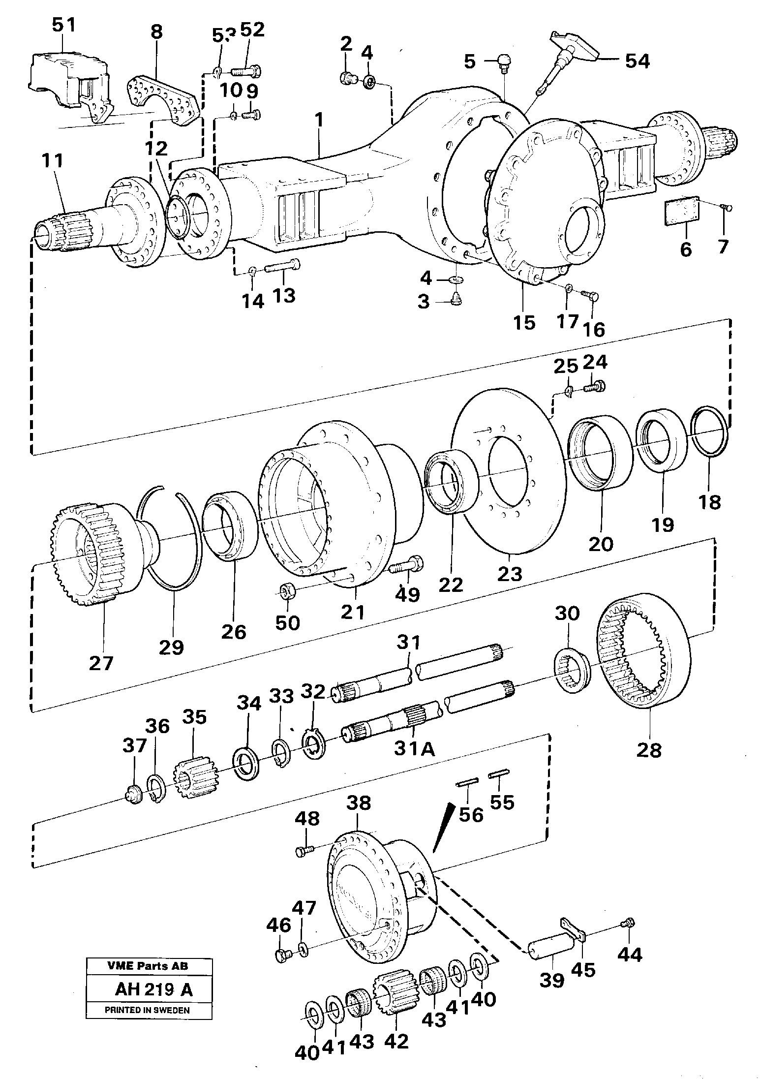 Planet shaft 23731, AH 55E — volvo parts diagram
