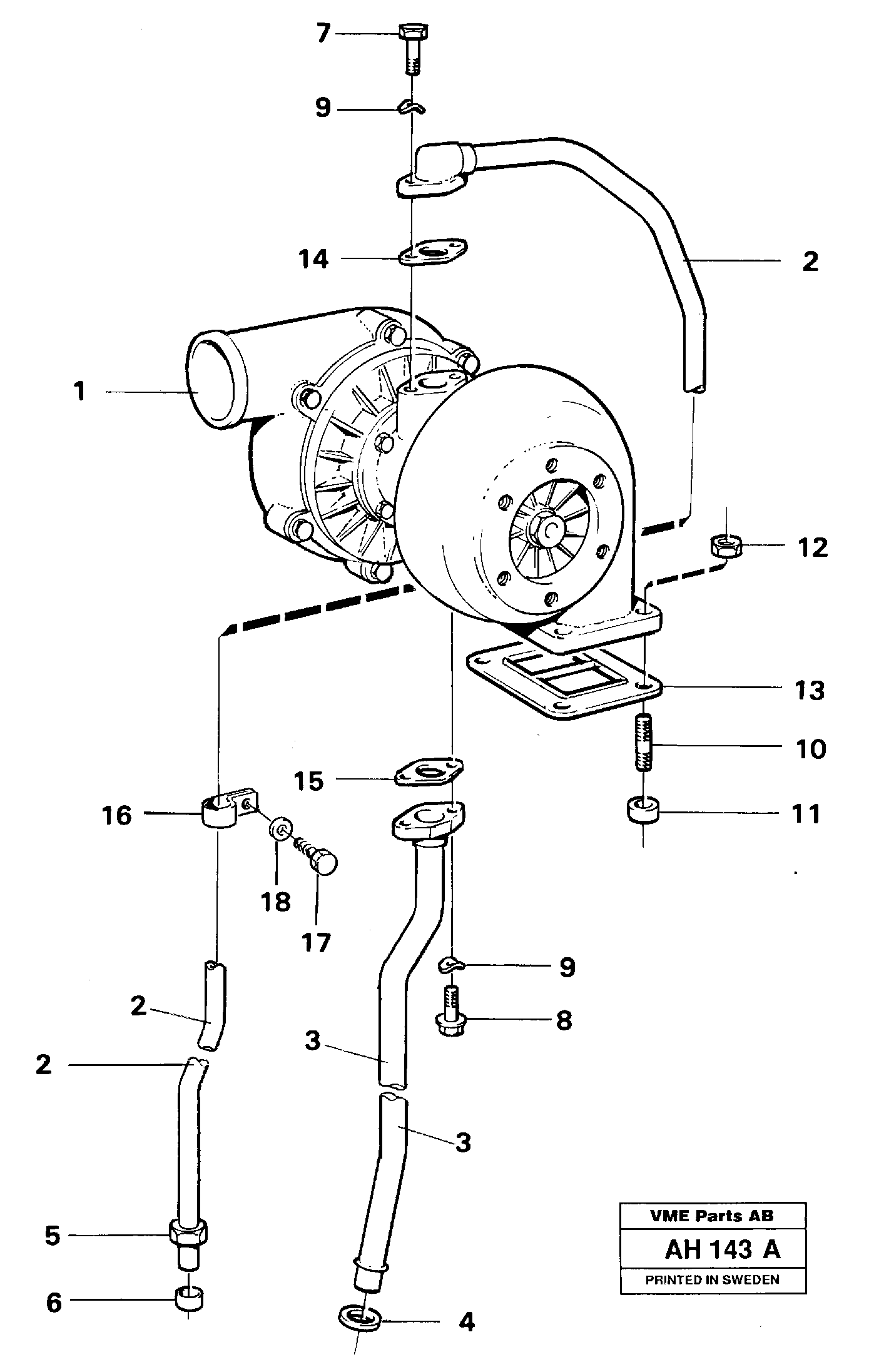 Turbocharger with fitting parts — volvo parts diagram
