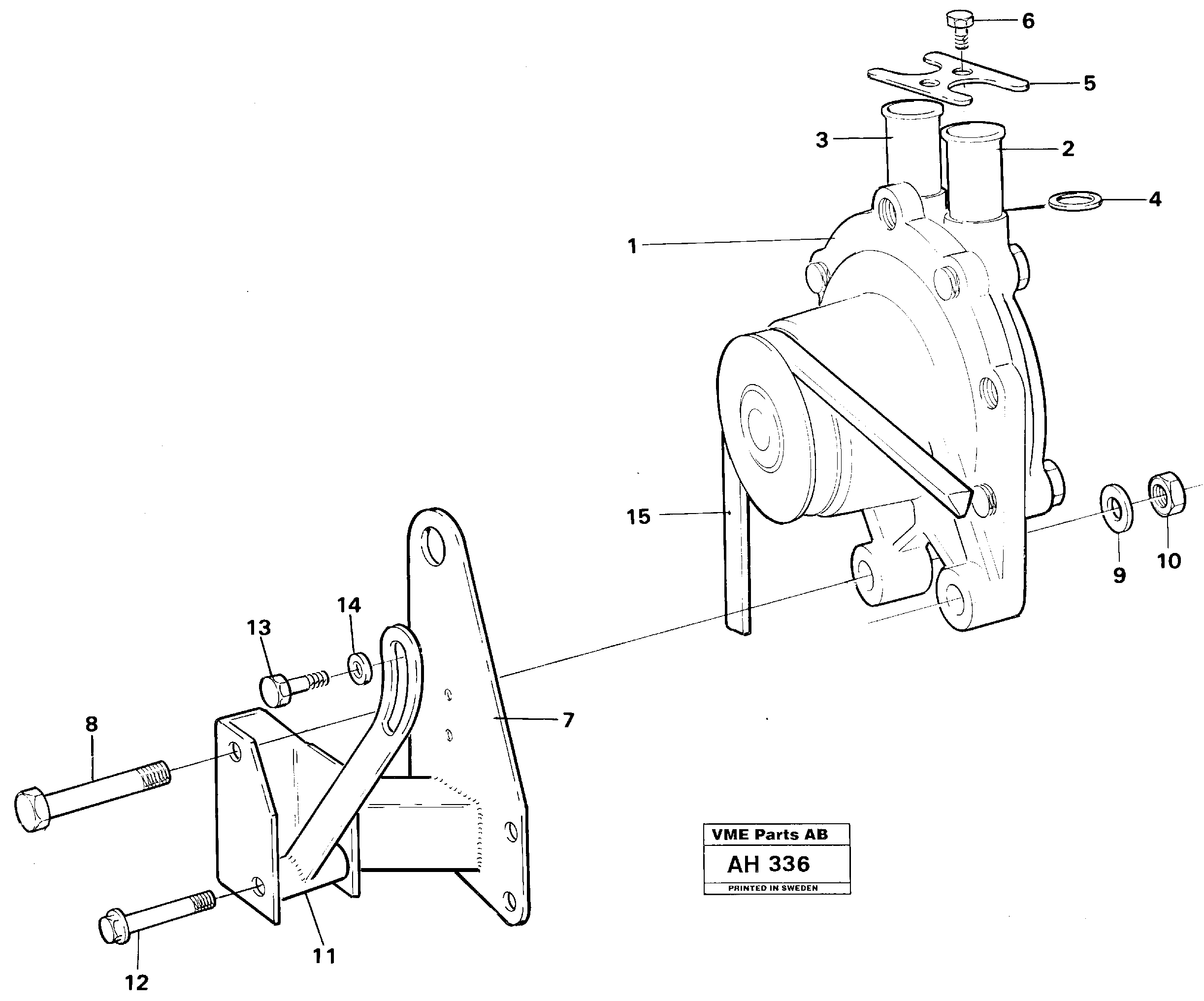 Waterpump, assembly 92006, ENG 86348 - — volvo parts diagram