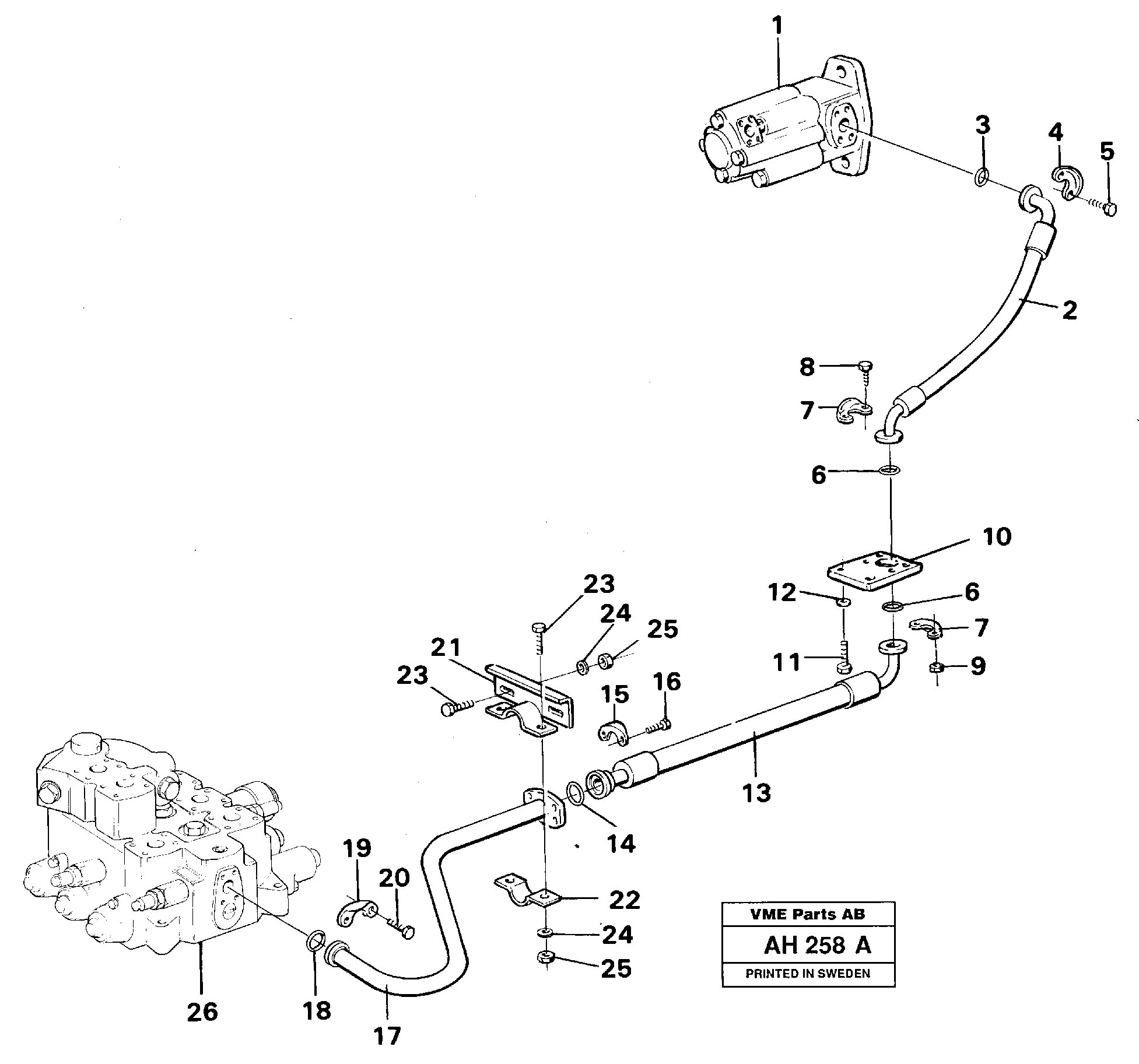 Hydraulic system: Feed line  SER NO - 11749, SER NO - 61340 USA — volvo parts diagram