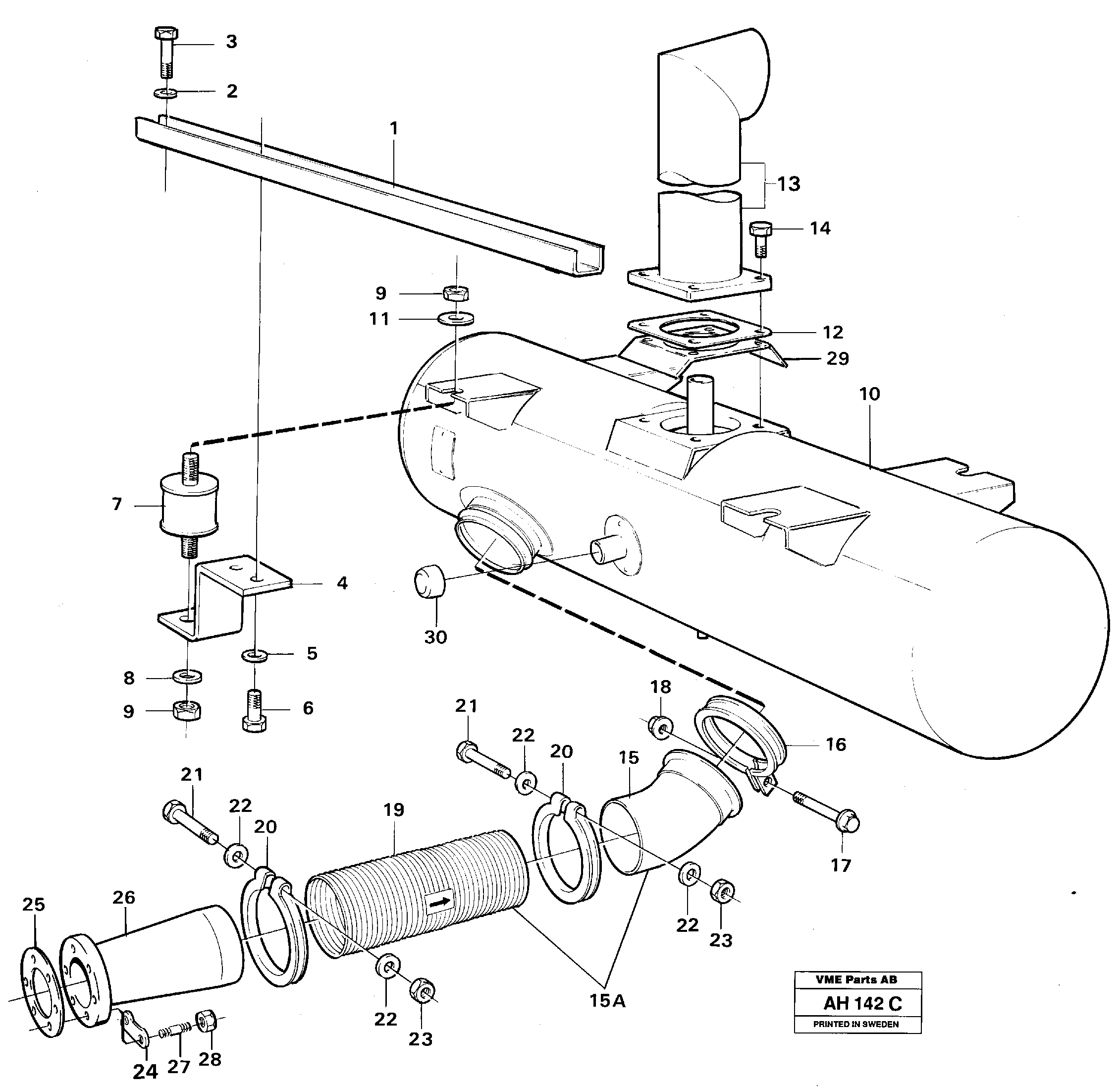 Exhaust system — volvo parts diagram