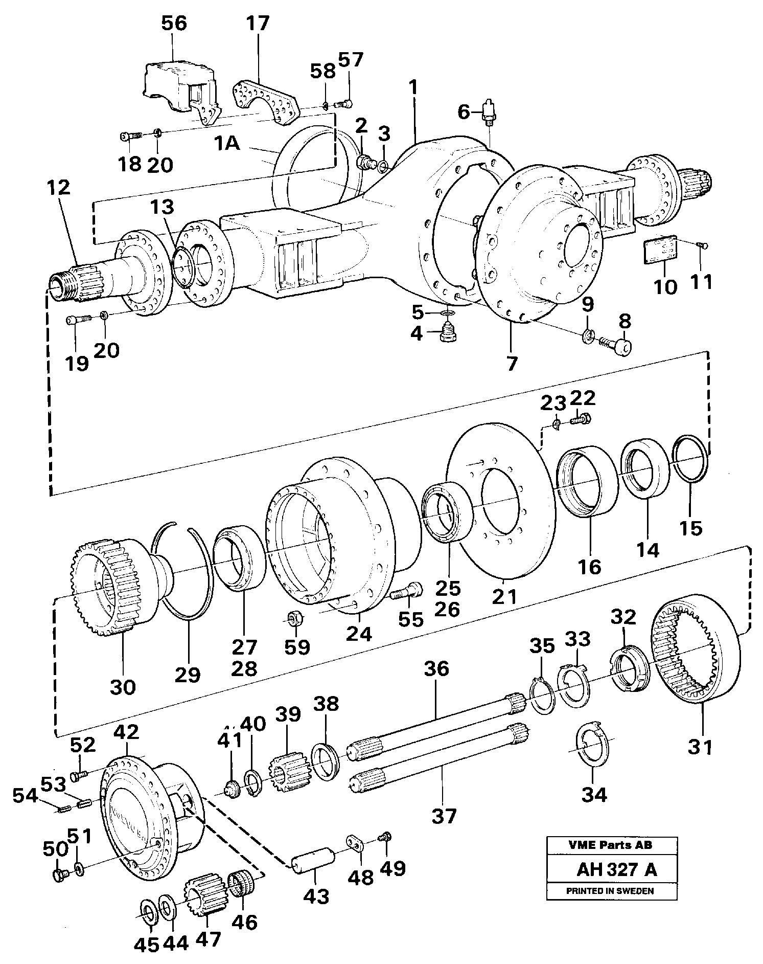 Drive axle, rear Ah 53j 92319 — volvo parts diagram