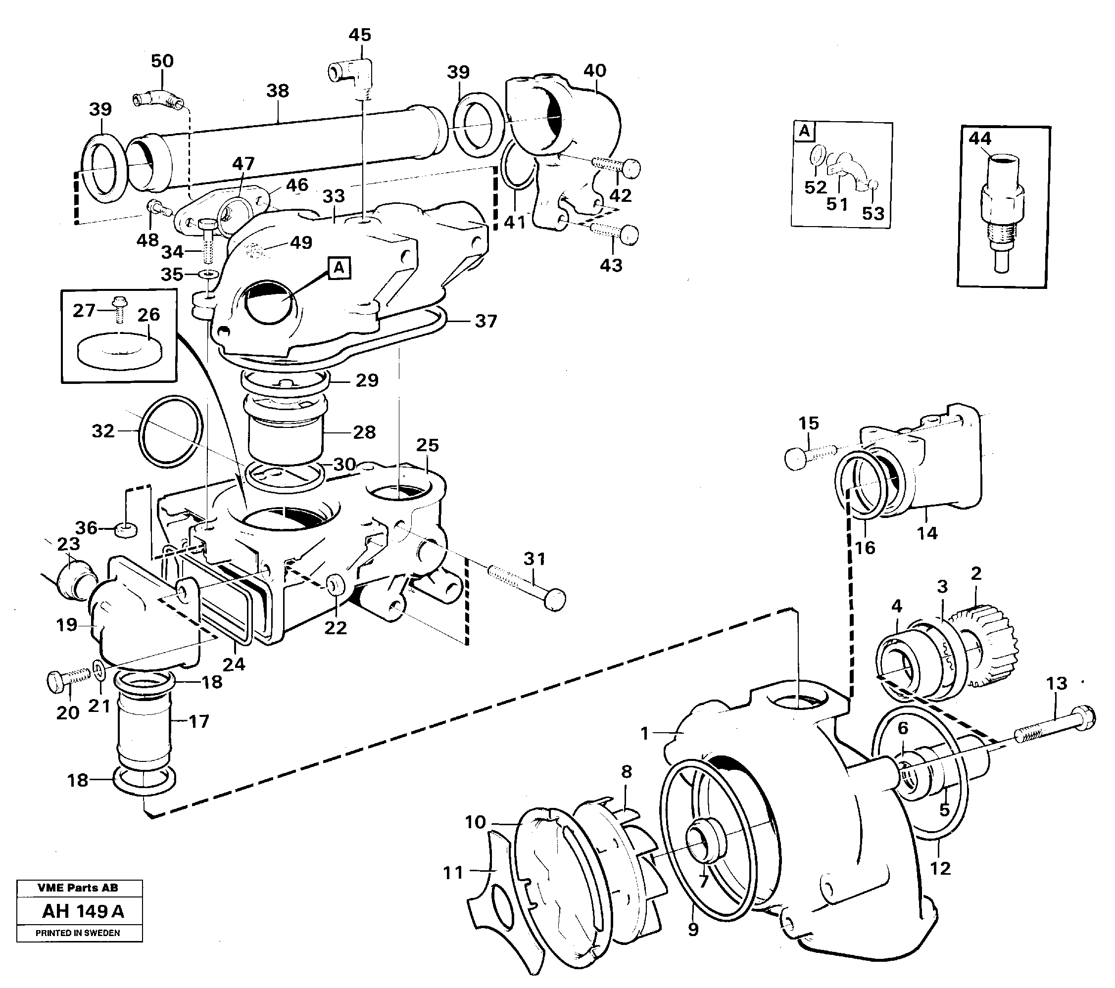 Water pump, thermostat housing — volvo parts diagram