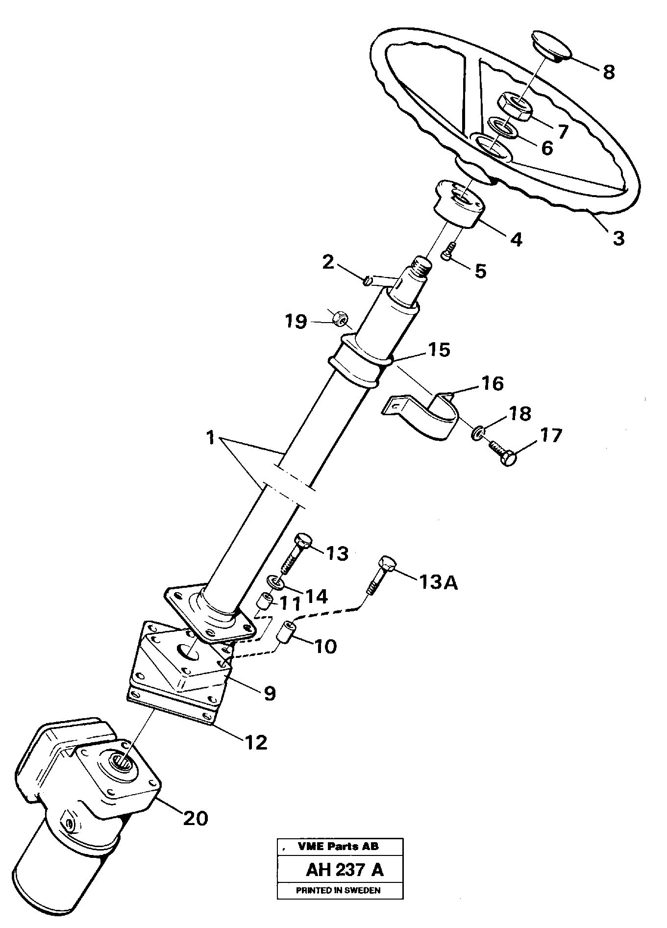 Steering column assembly — volvo parts diagram