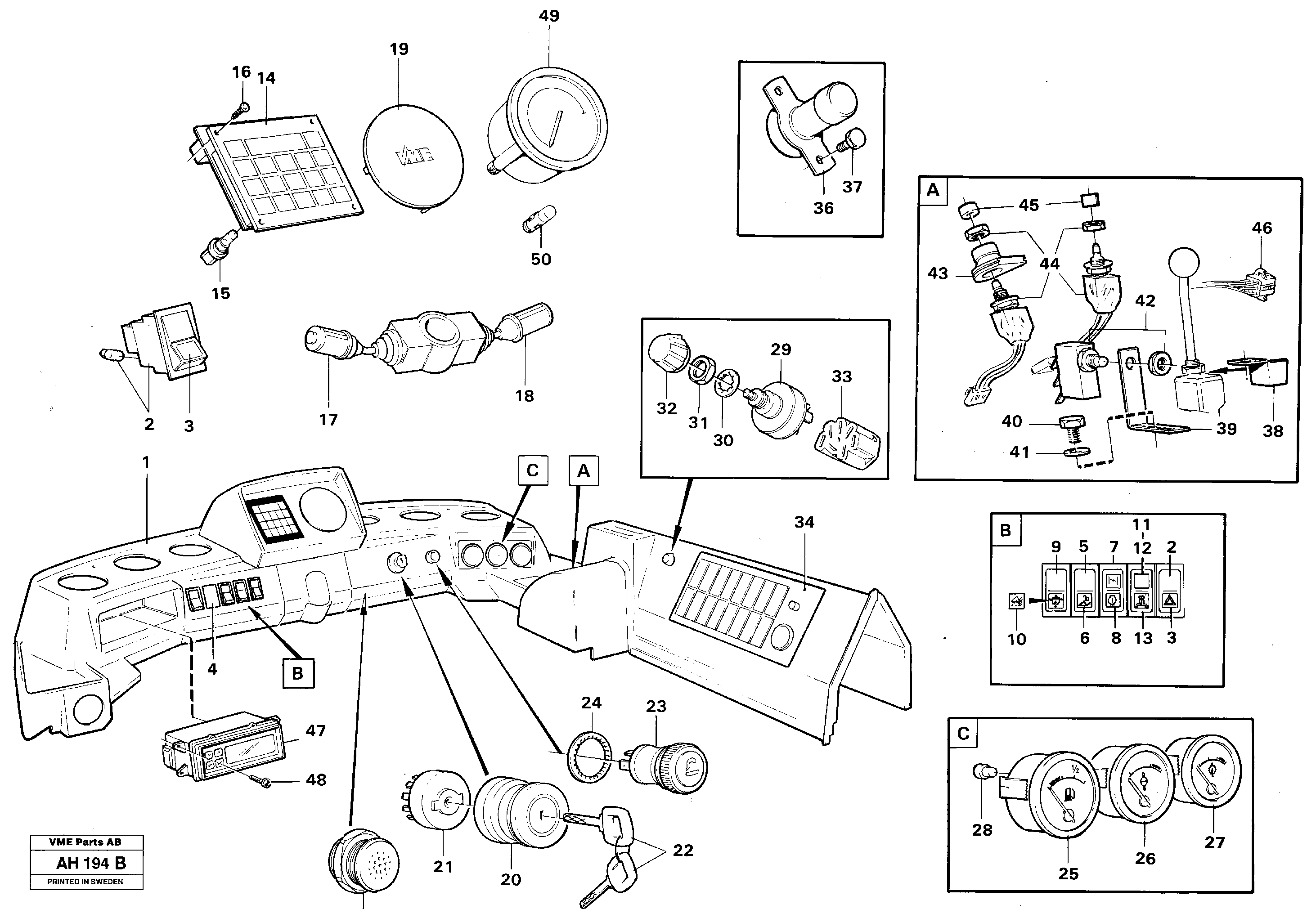 Instruments panel — volvo parts diagram