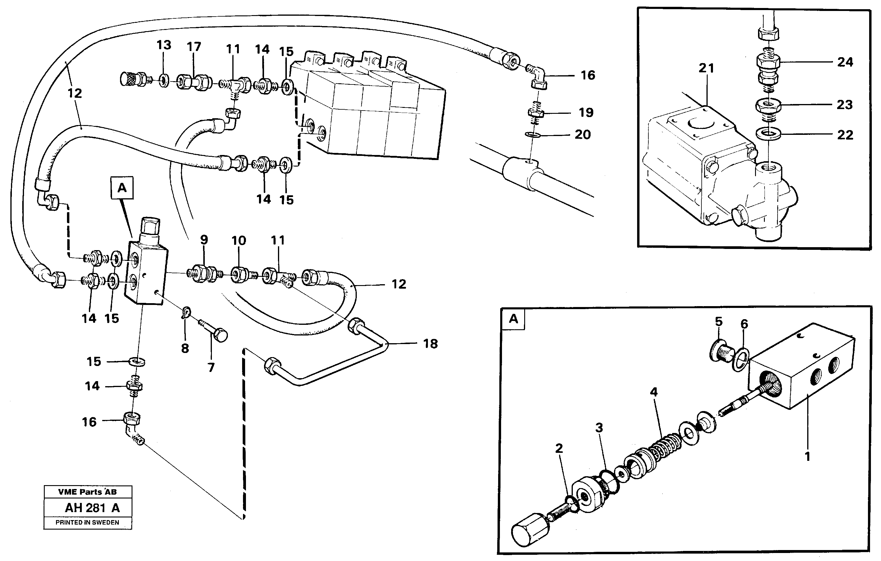 Boom lowering system,  STD USA, 90745 — volvo parts diagram