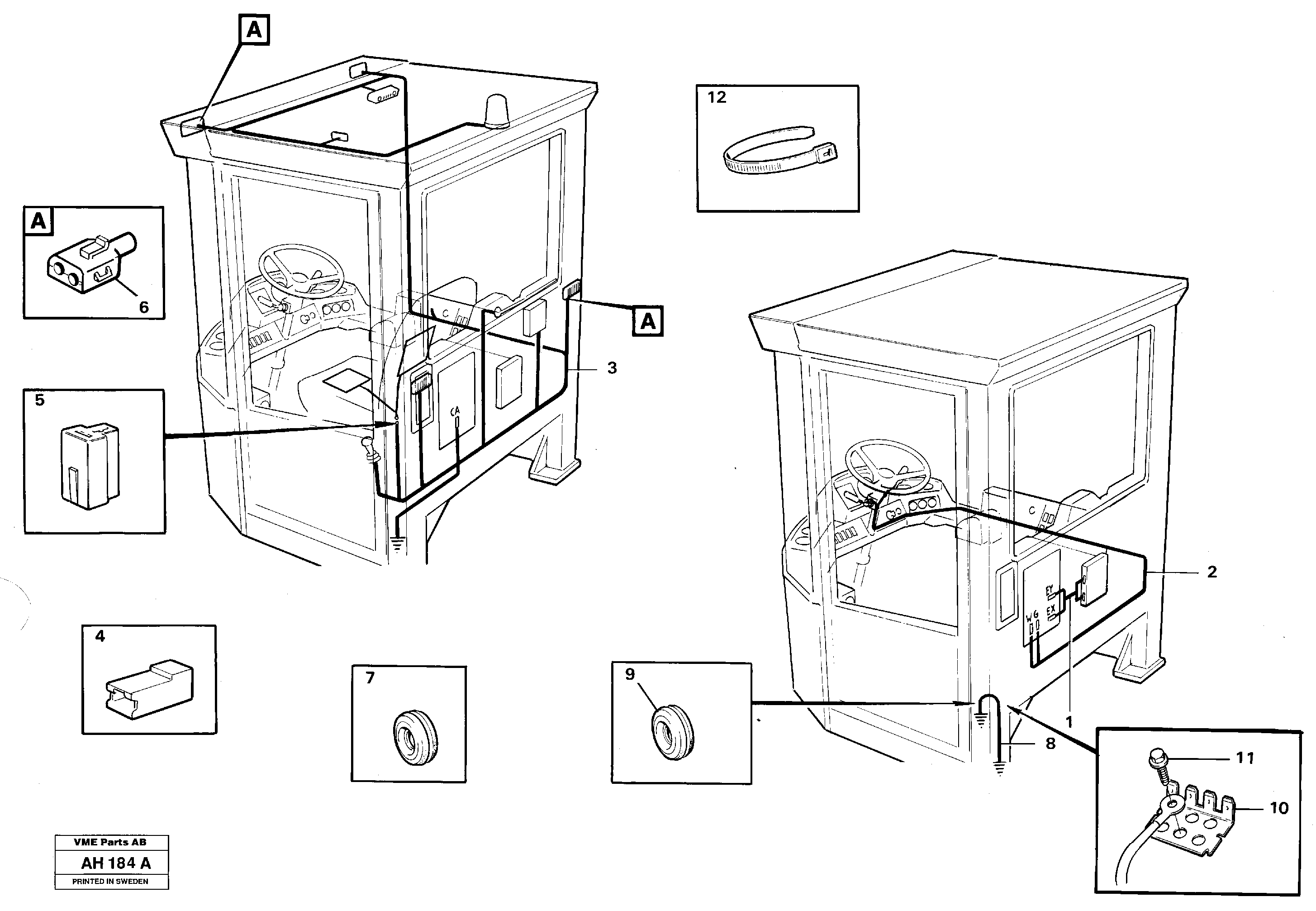 Cable harnesses, cab — volvo parts diagram