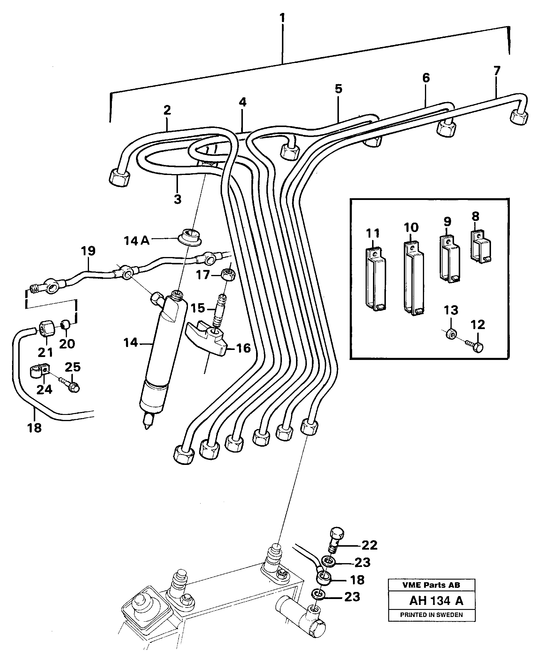 Fuel pipes, injectors — volvo parts diagram