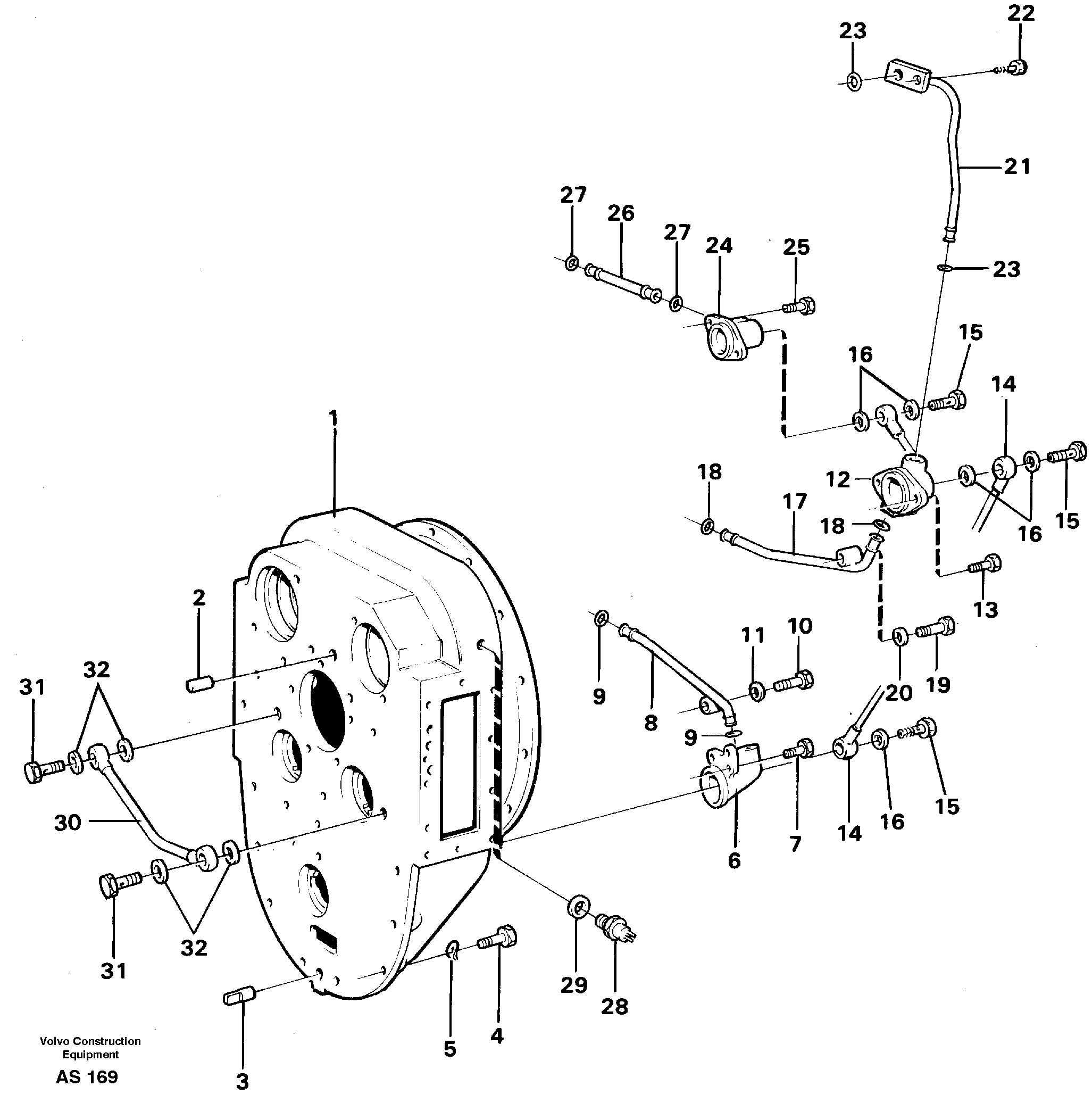 Converter housing with fitting parts — volvo parts diagram