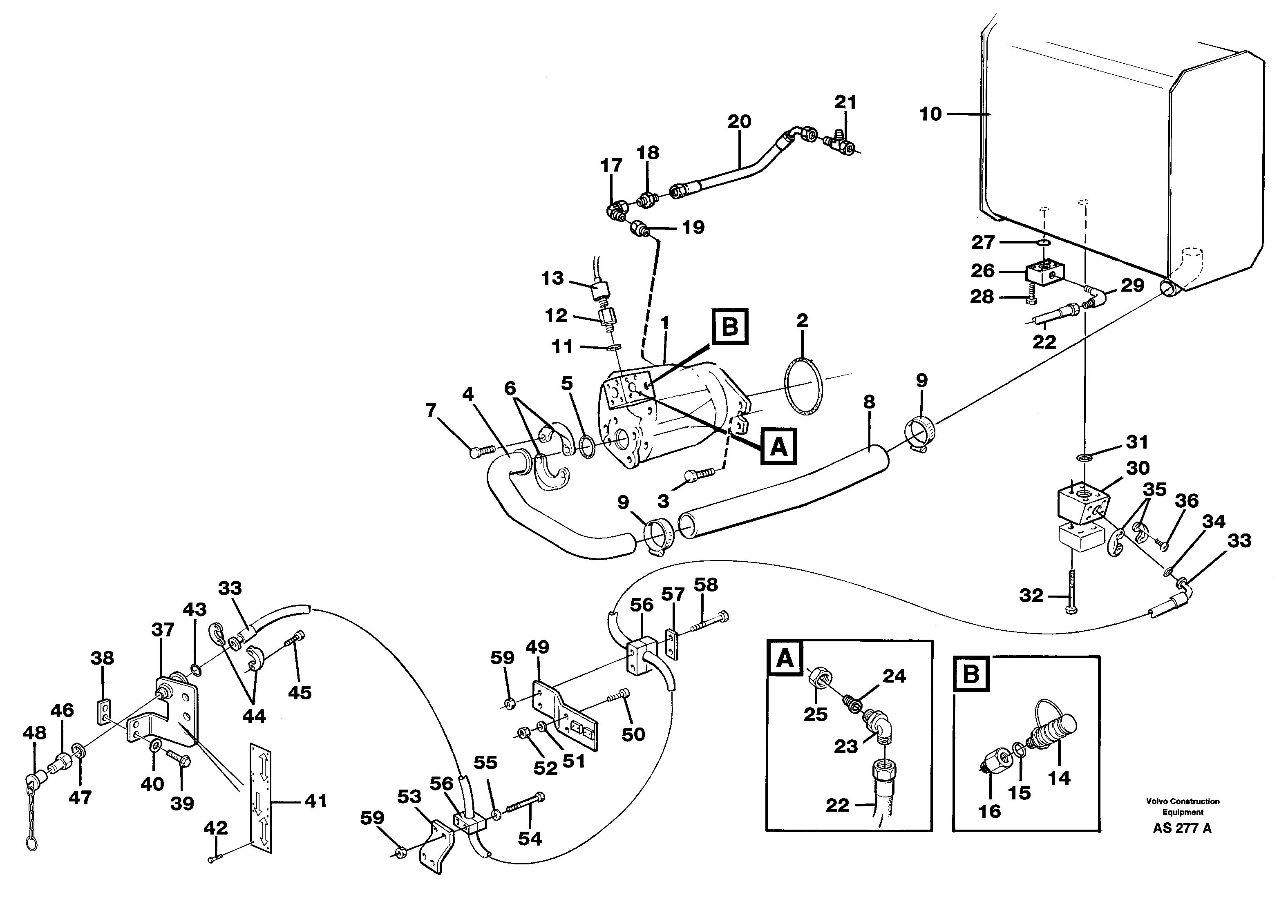 Suction line and: return lines Heavy Duty  93637 — volvo parts diagram