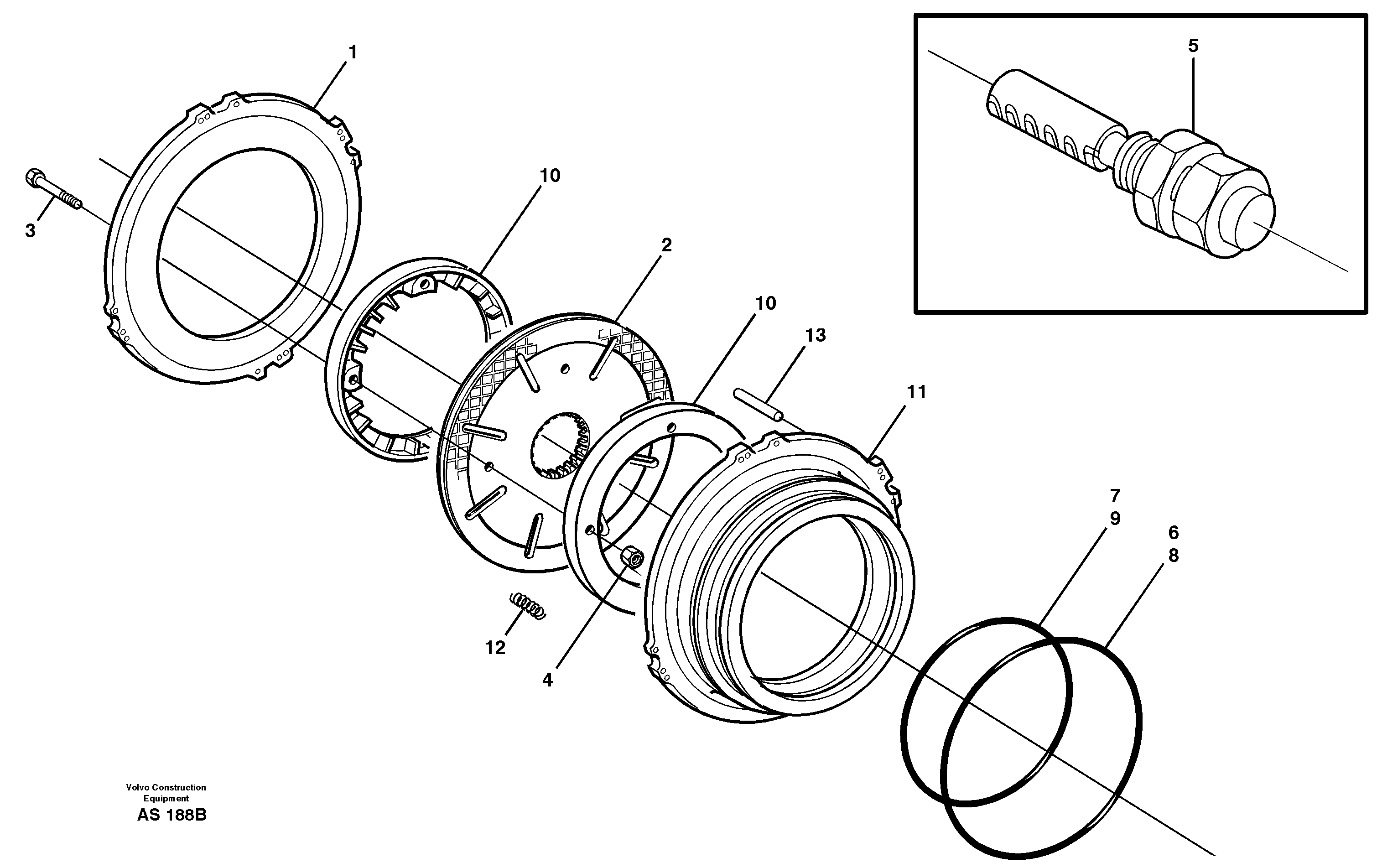 Multi-disc brake, rear — volvo parts diagram
