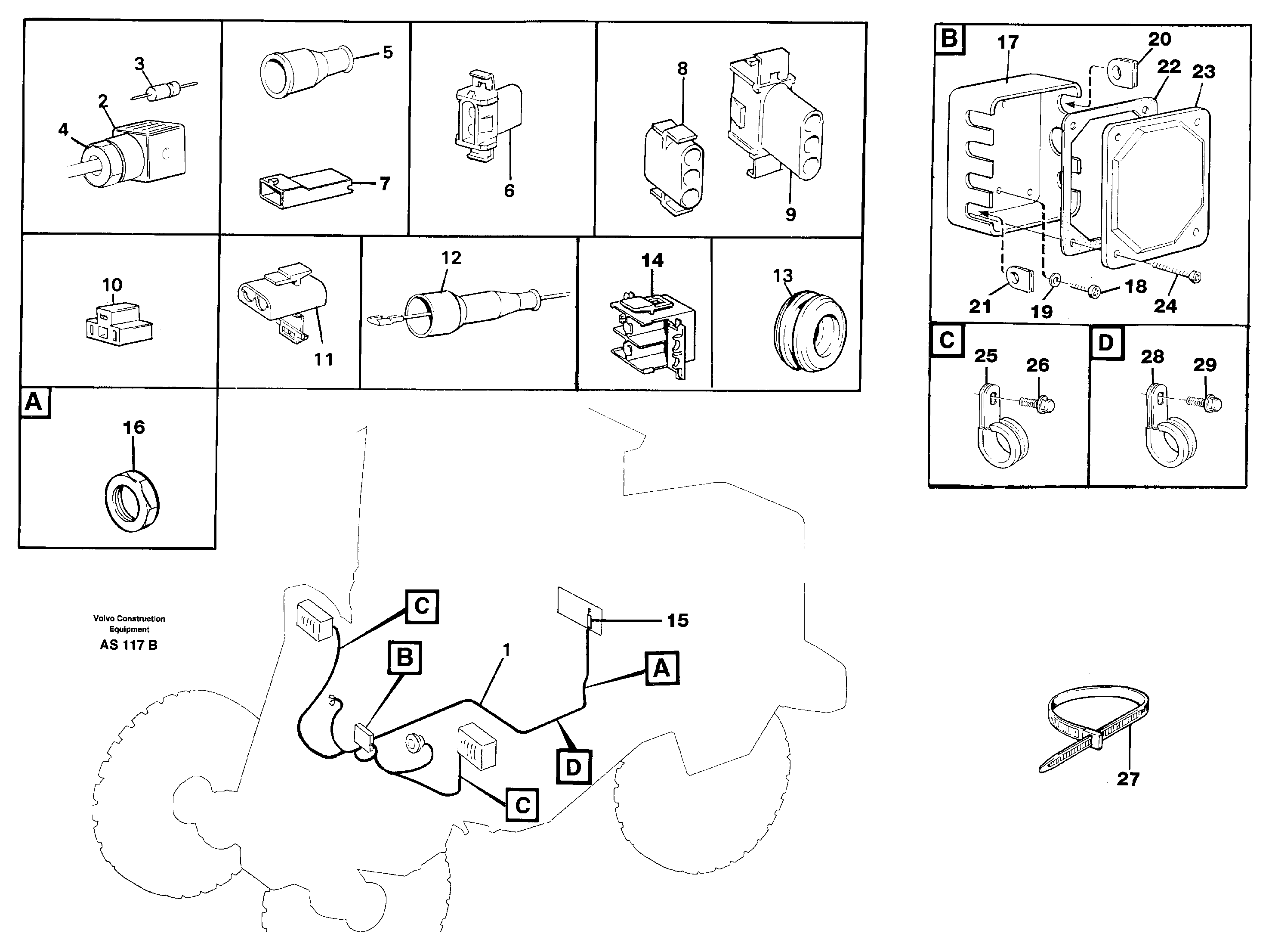 Cable harness, front. — volvo parts diagram
