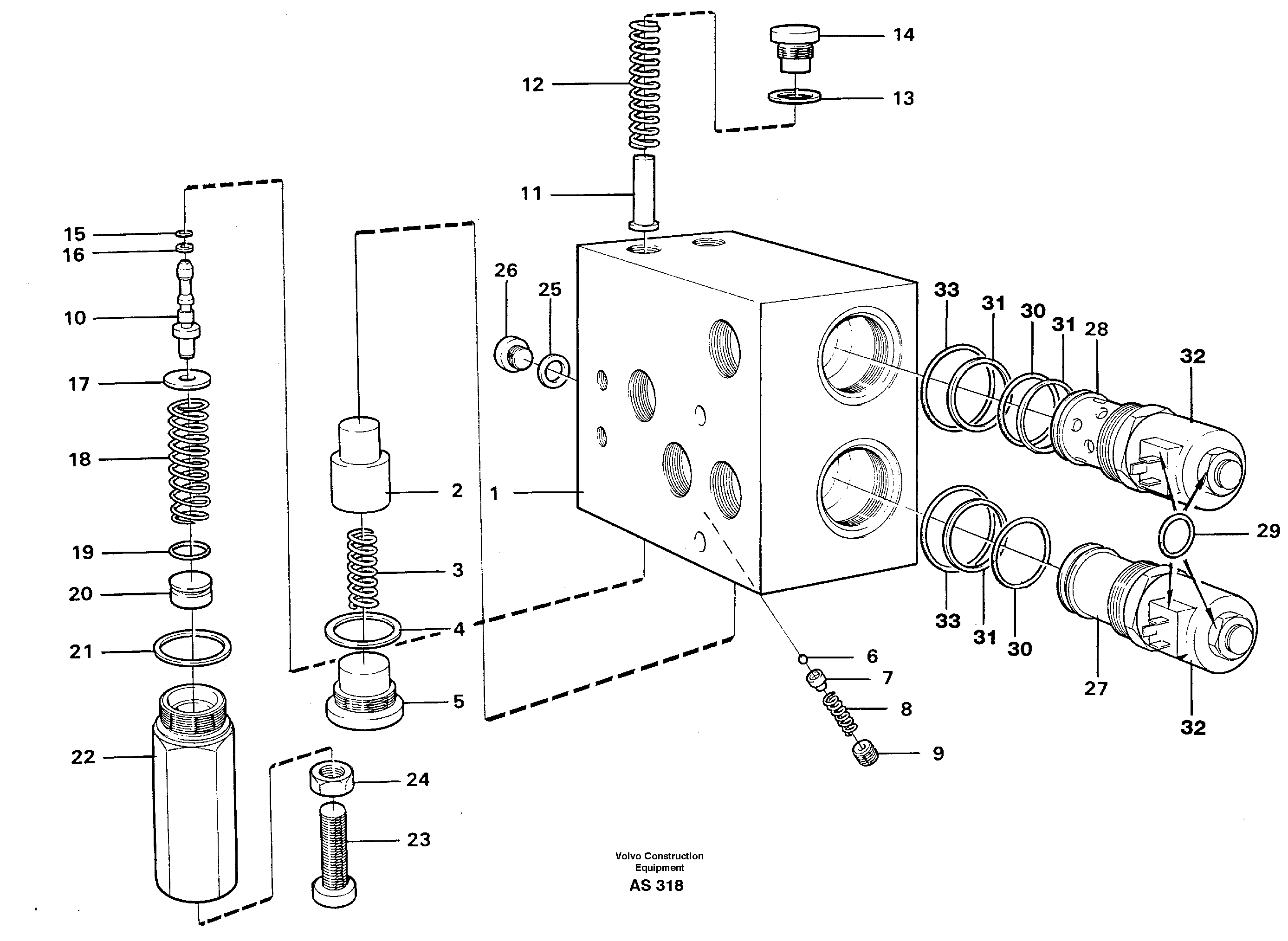 Valve, circuit body and return valve  94552 — volvo parts diagram