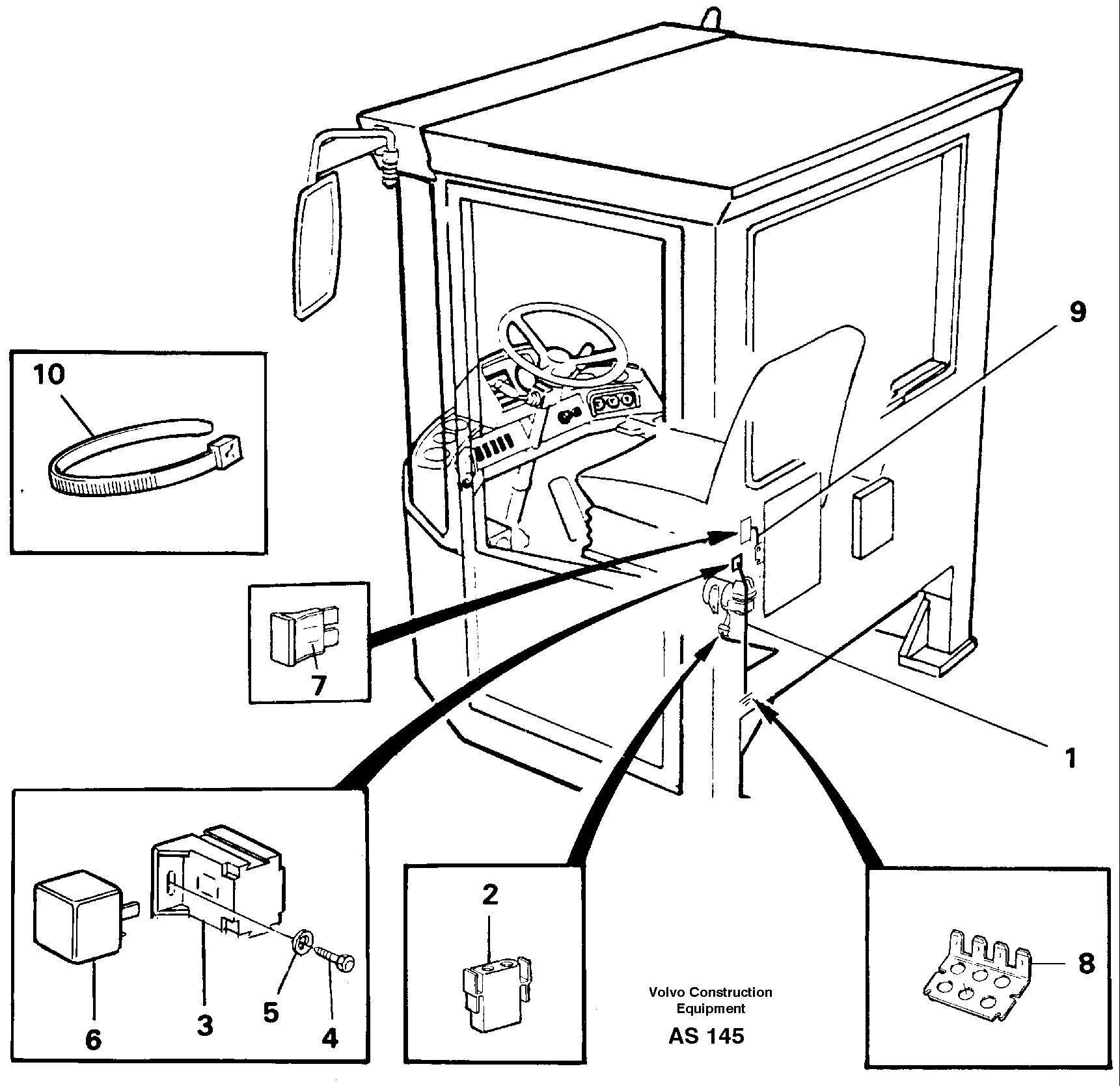 Cable harness, Air-suspensioned seat.  94906 — volvo parts diagram