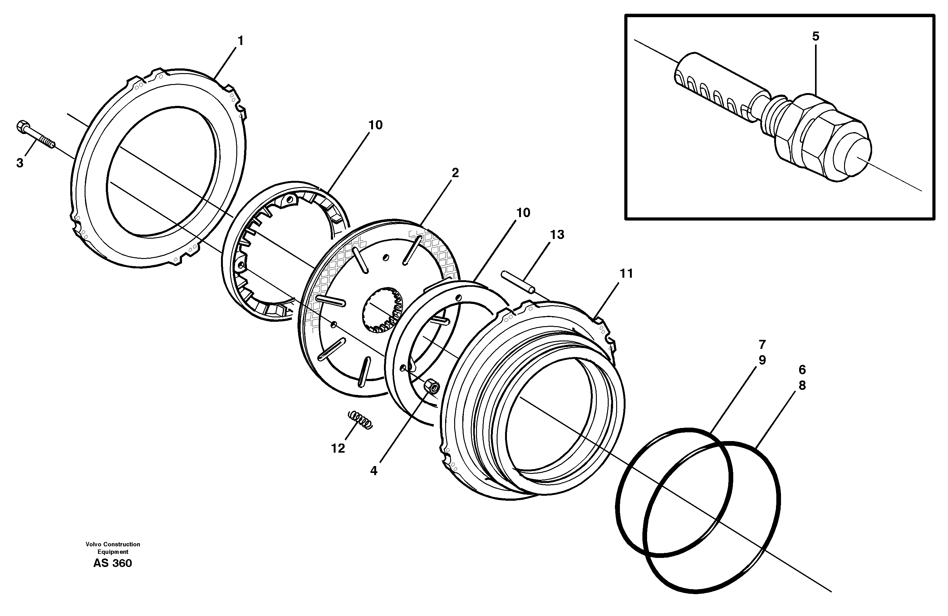 Multi-disc brake, front — volvo parts diagram