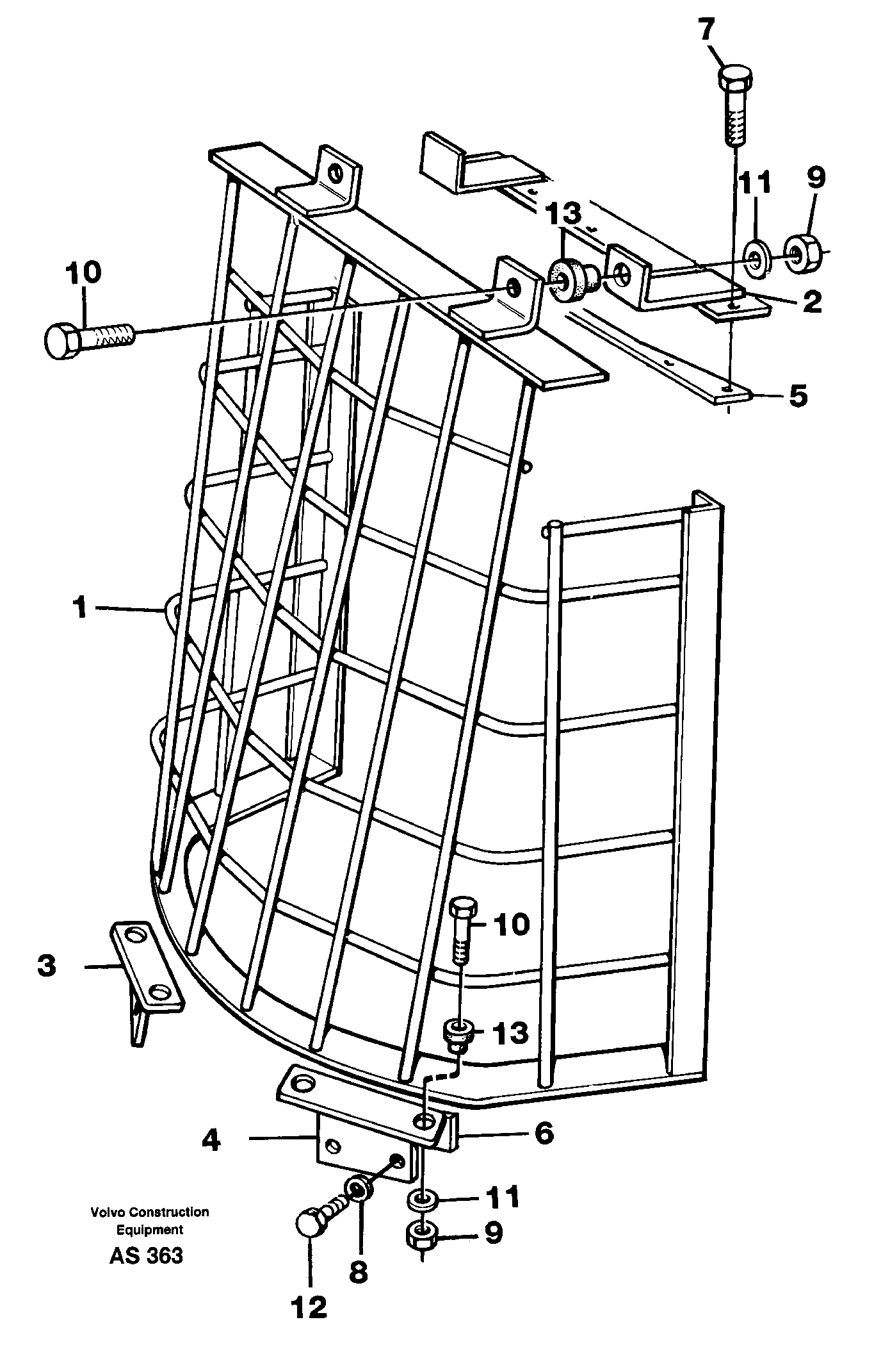 Windshield guard for windshield 94989 — volvo parts diagram