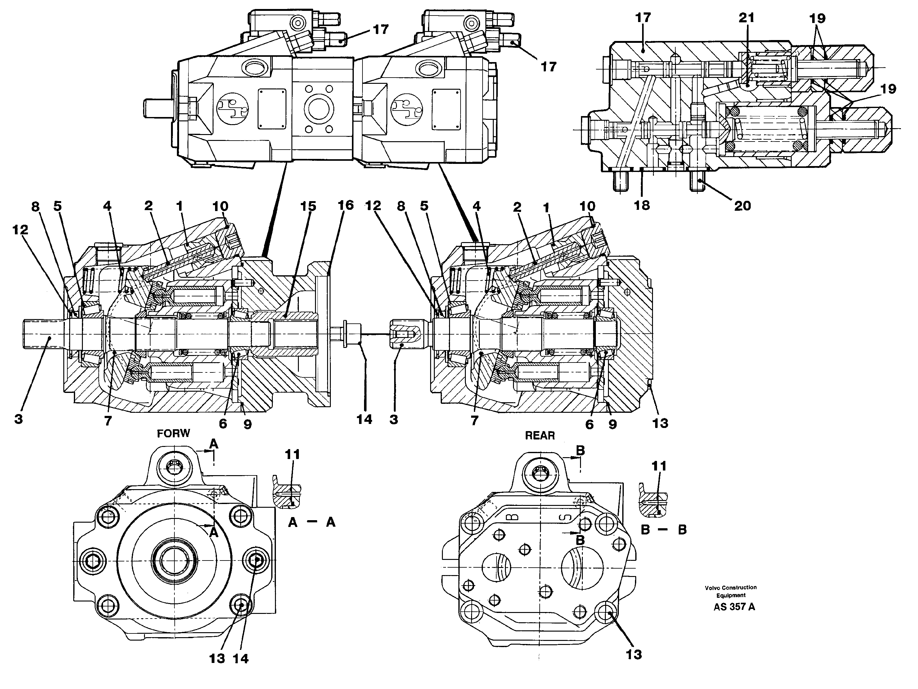 Hydraulic pump  STD.  SER NO 70017 - BRAZIL. — volvo parts diagram