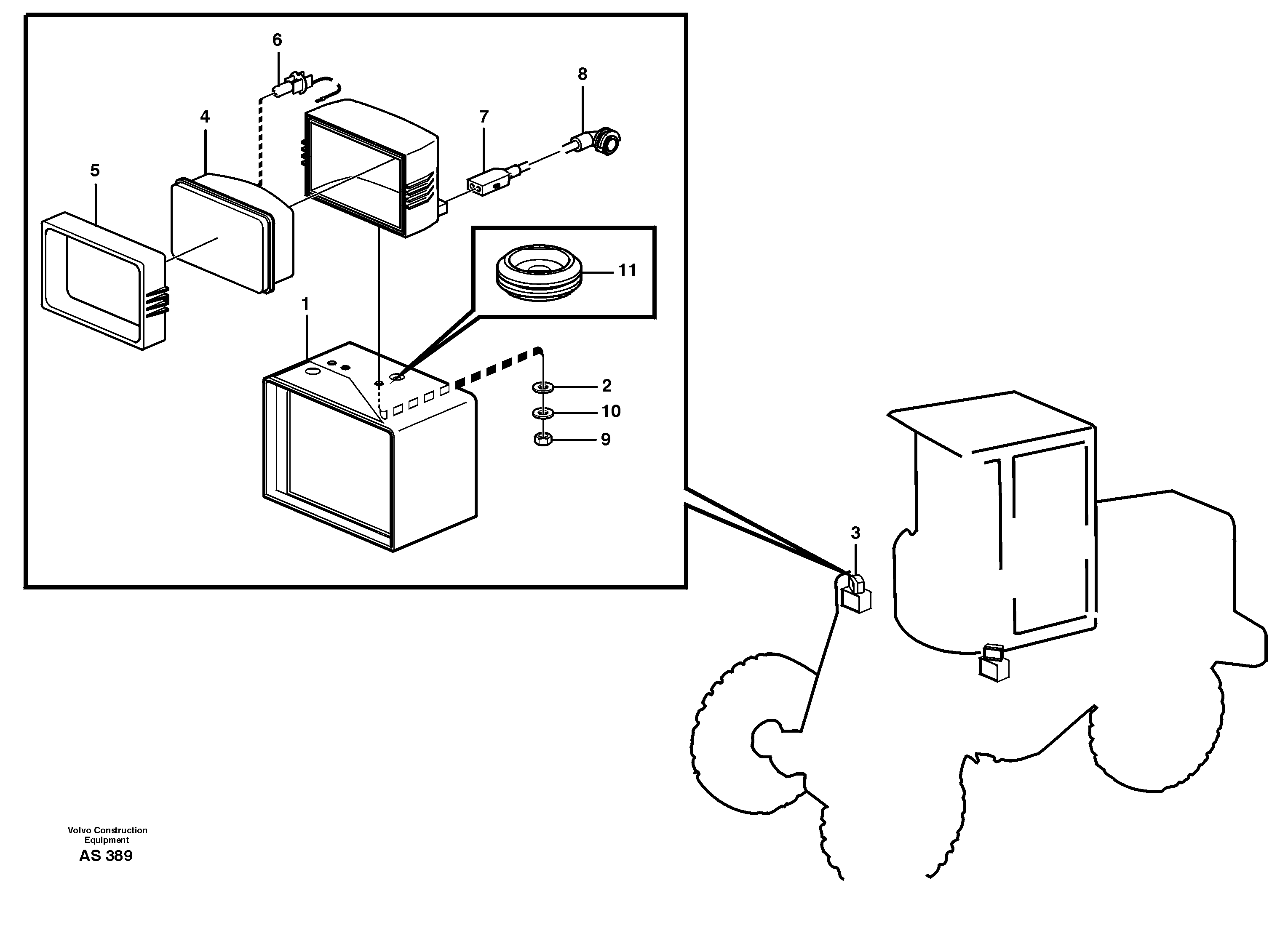 Work lights, front 80032 — volvo parts diagram