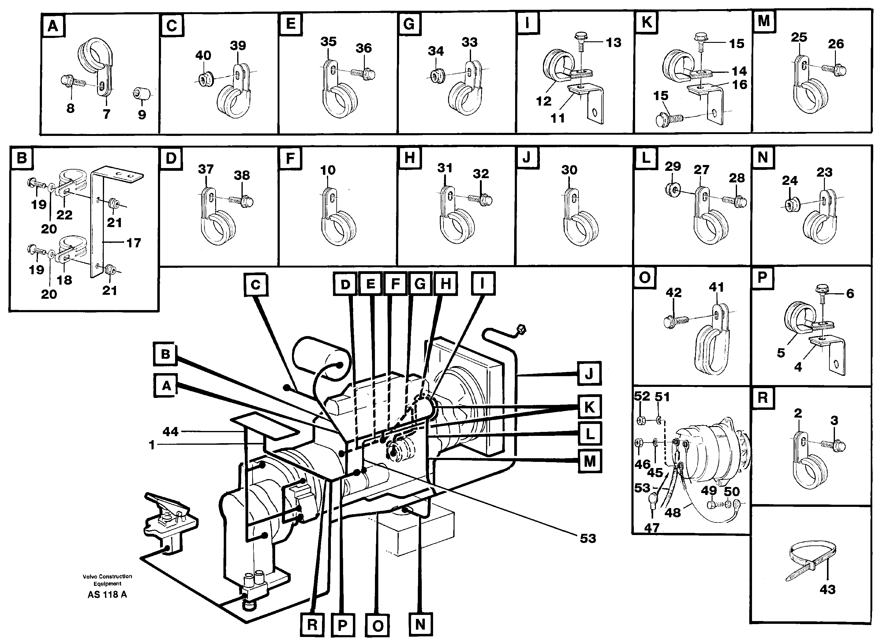 Cable harness, rear,  mounting — volvo parts diagram
