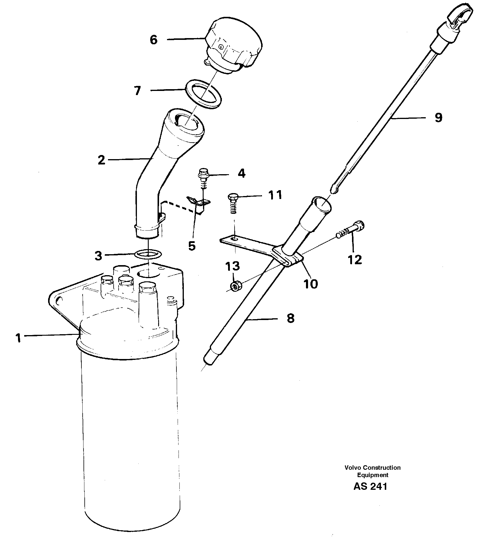 Oil filler and dipstick — volvo parts diagram