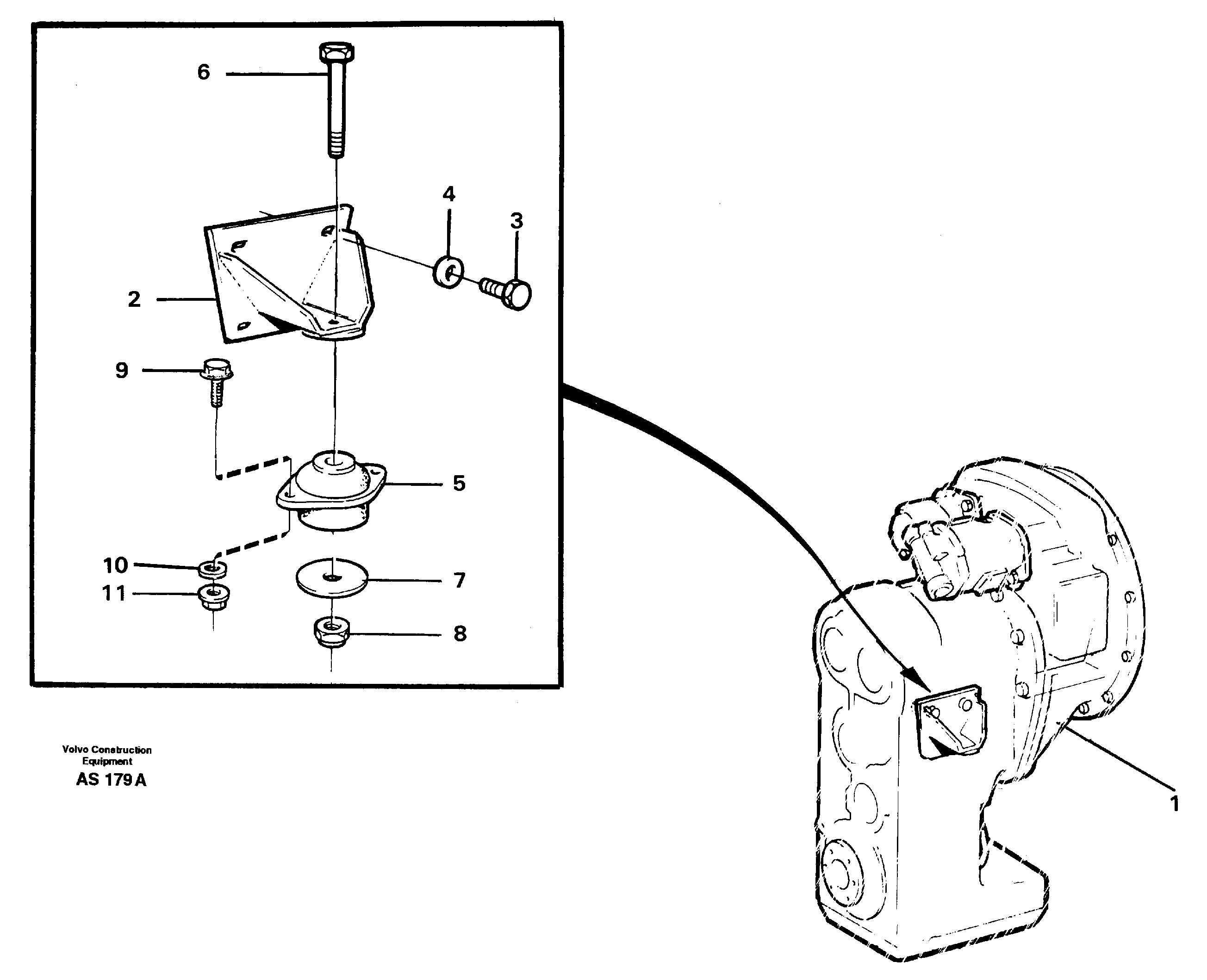 Gear box housing with fitting parts — volvo parts diagram