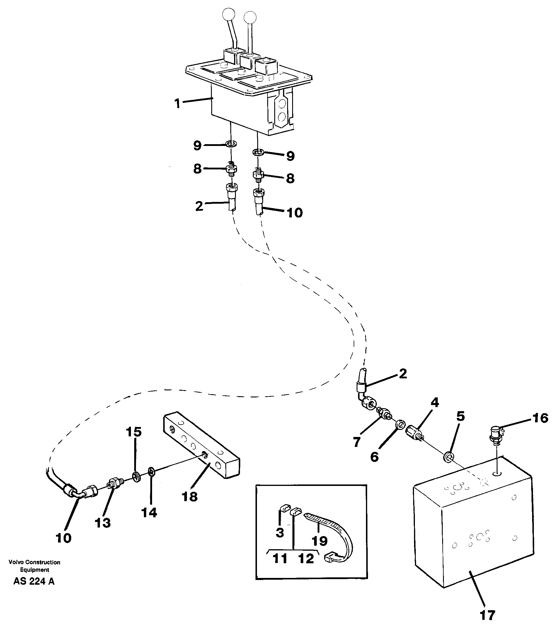 Servo hydraulic: Feed line and return line — volvo parts diagram