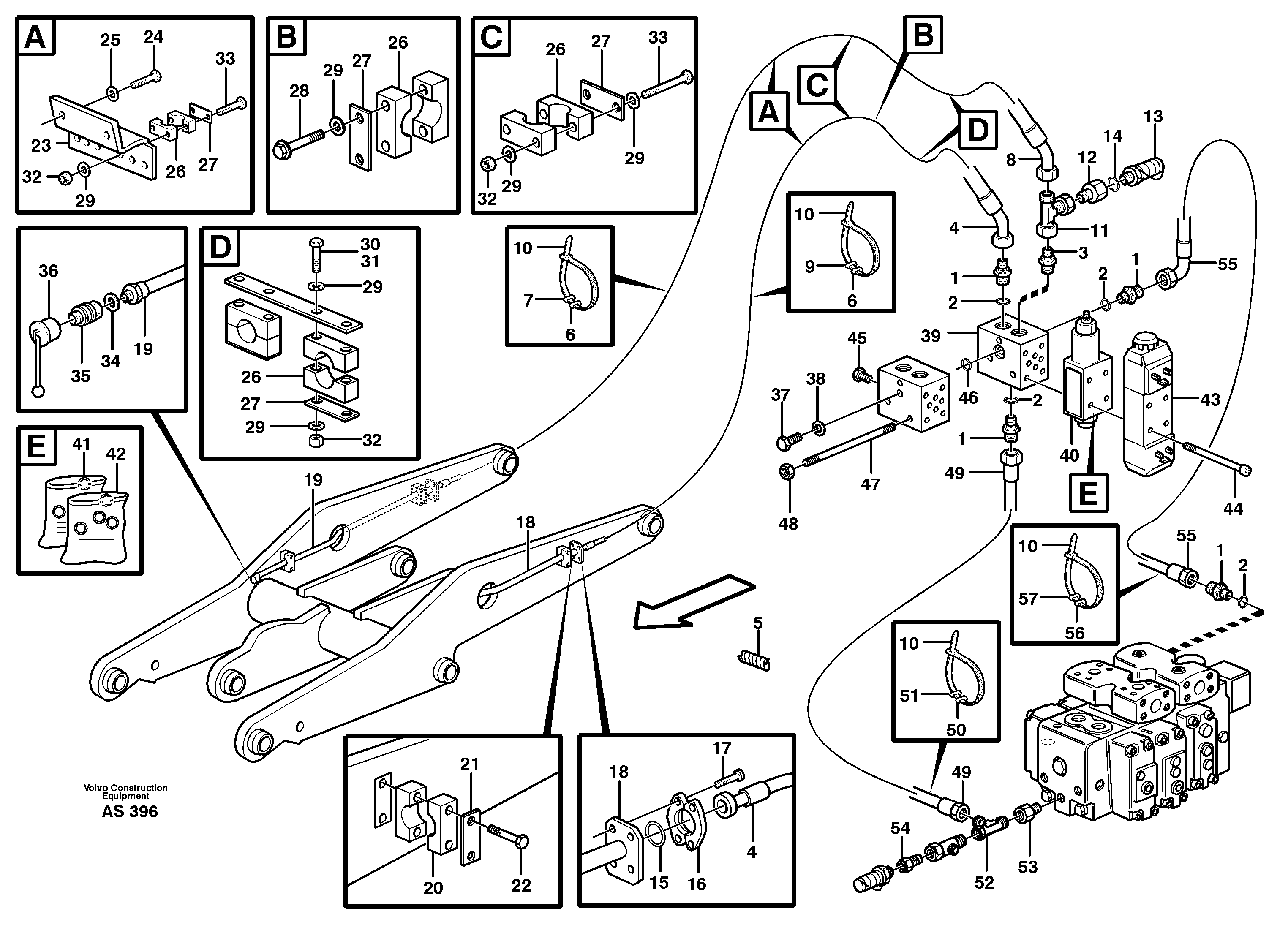 Hydraulic system, 4th function  93548 — volvo parts diagram