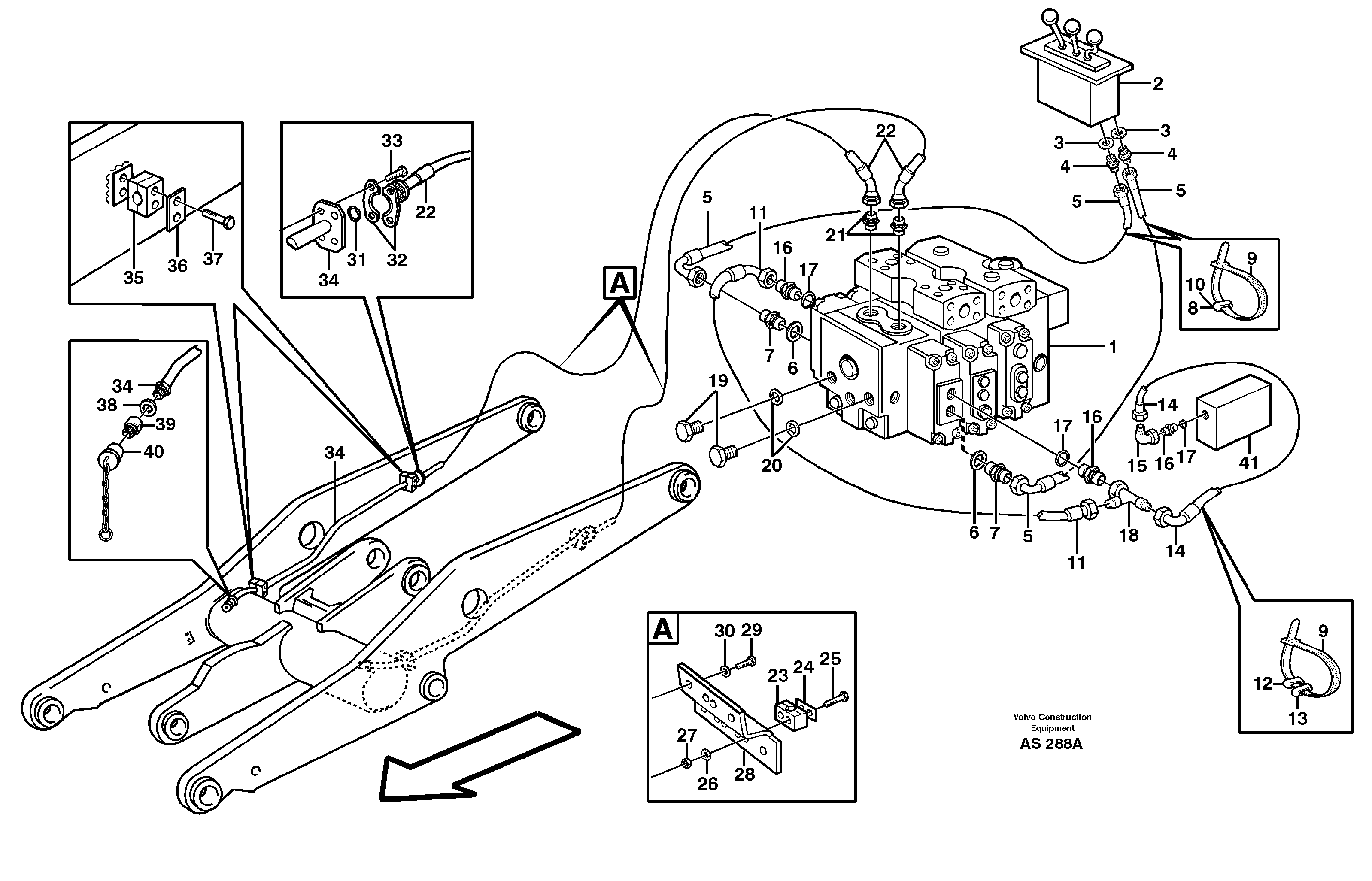 Hydraulic system, 3rd function  80034, 93547 — volvo parts diagram