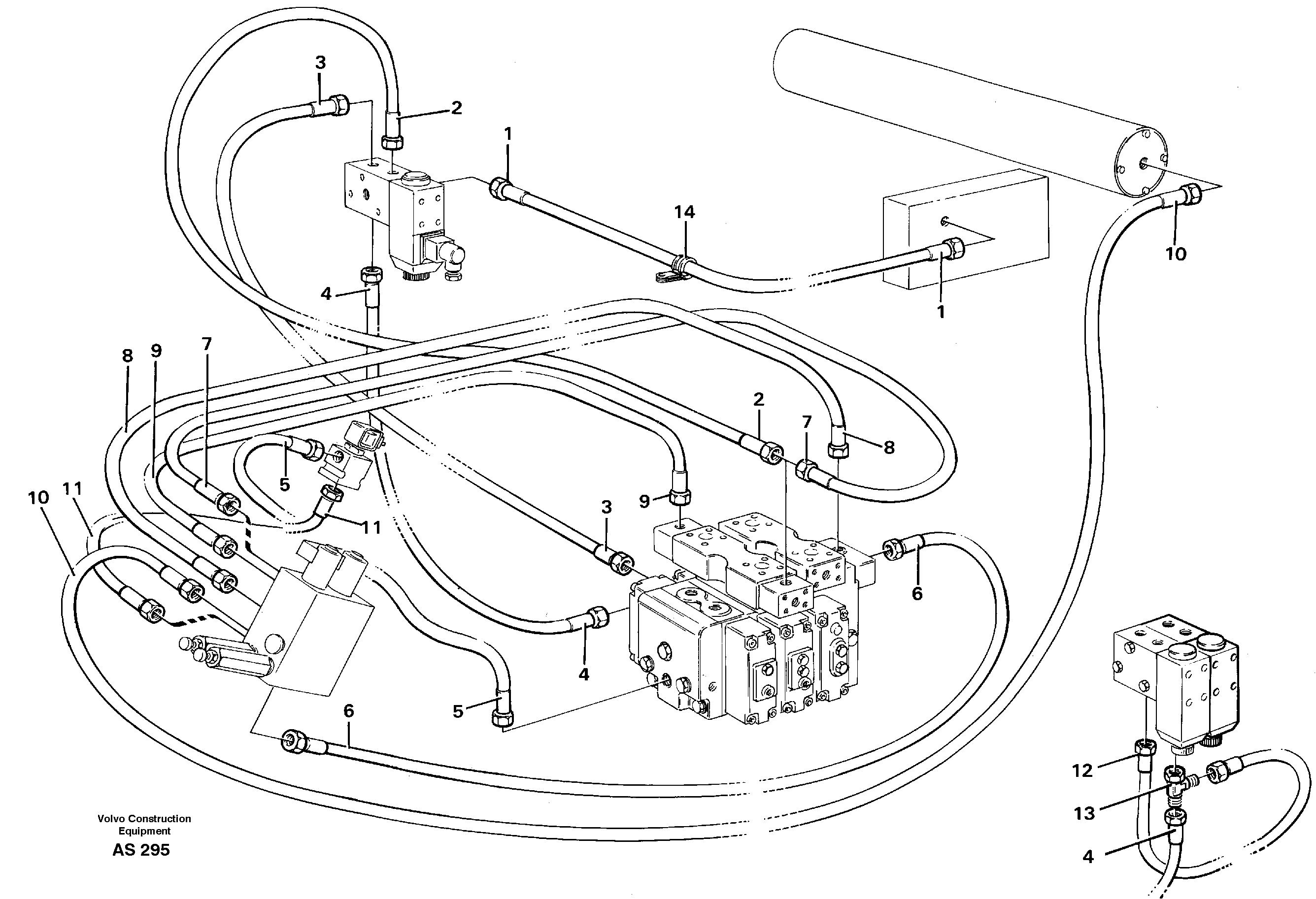 Boom suspension system, hoses  94552 — volvo parts diagram