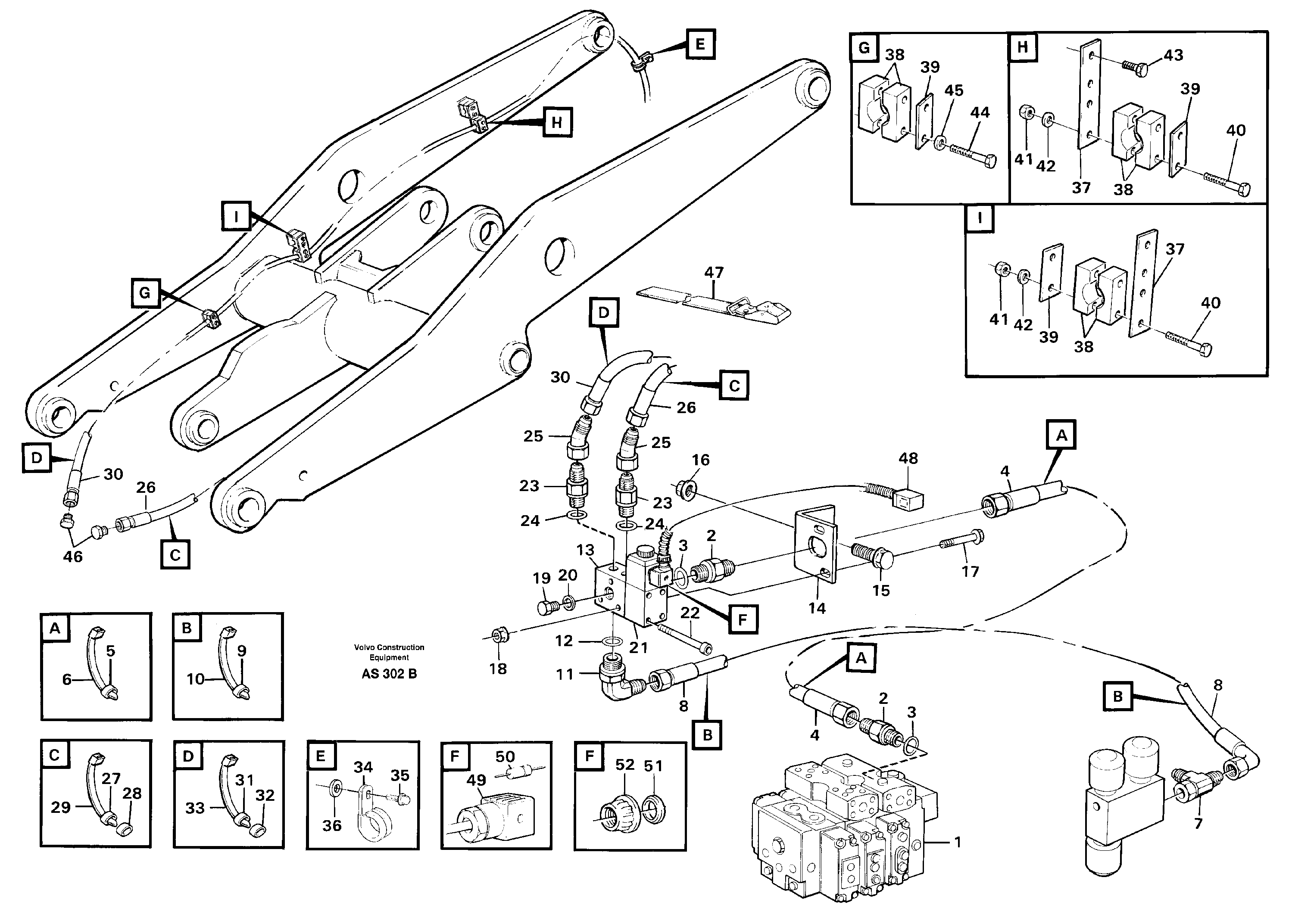 Hydraulic system, attachment bracket  93517, 93536, 93990 — volvo parts diagram