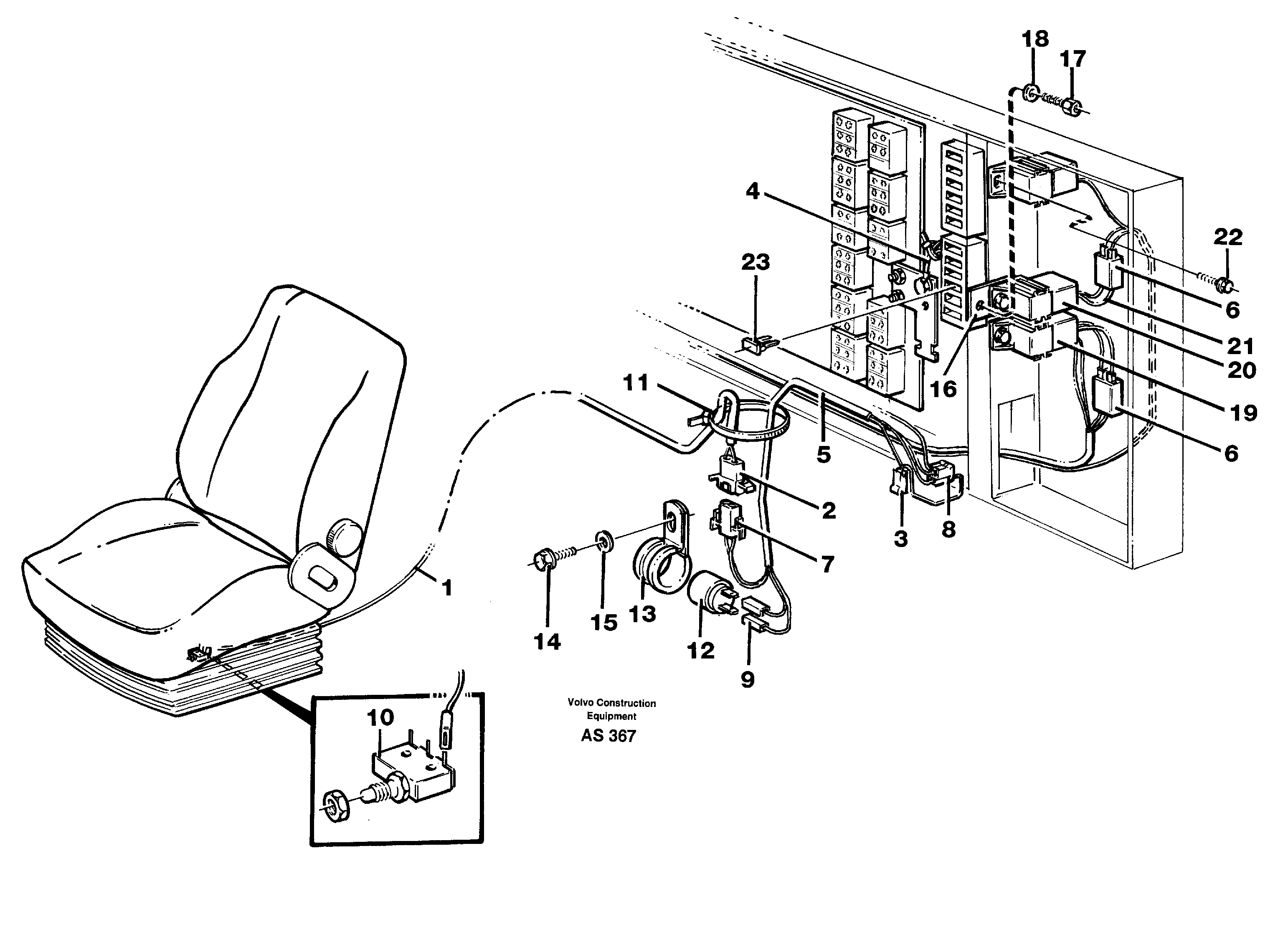 Electrical system, parking brake alarm  93444 — volvo parts diagram
