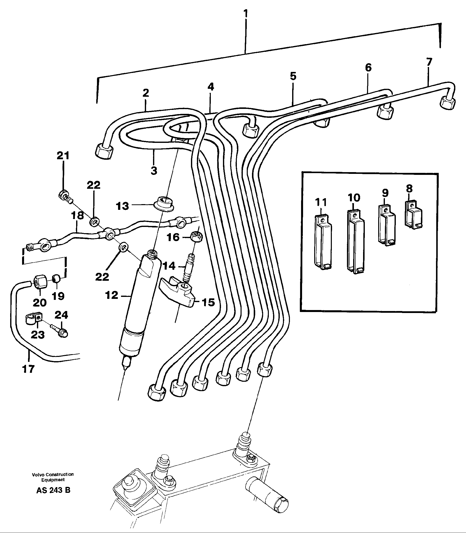 Fuel lines, injectors — volvo parts diagram