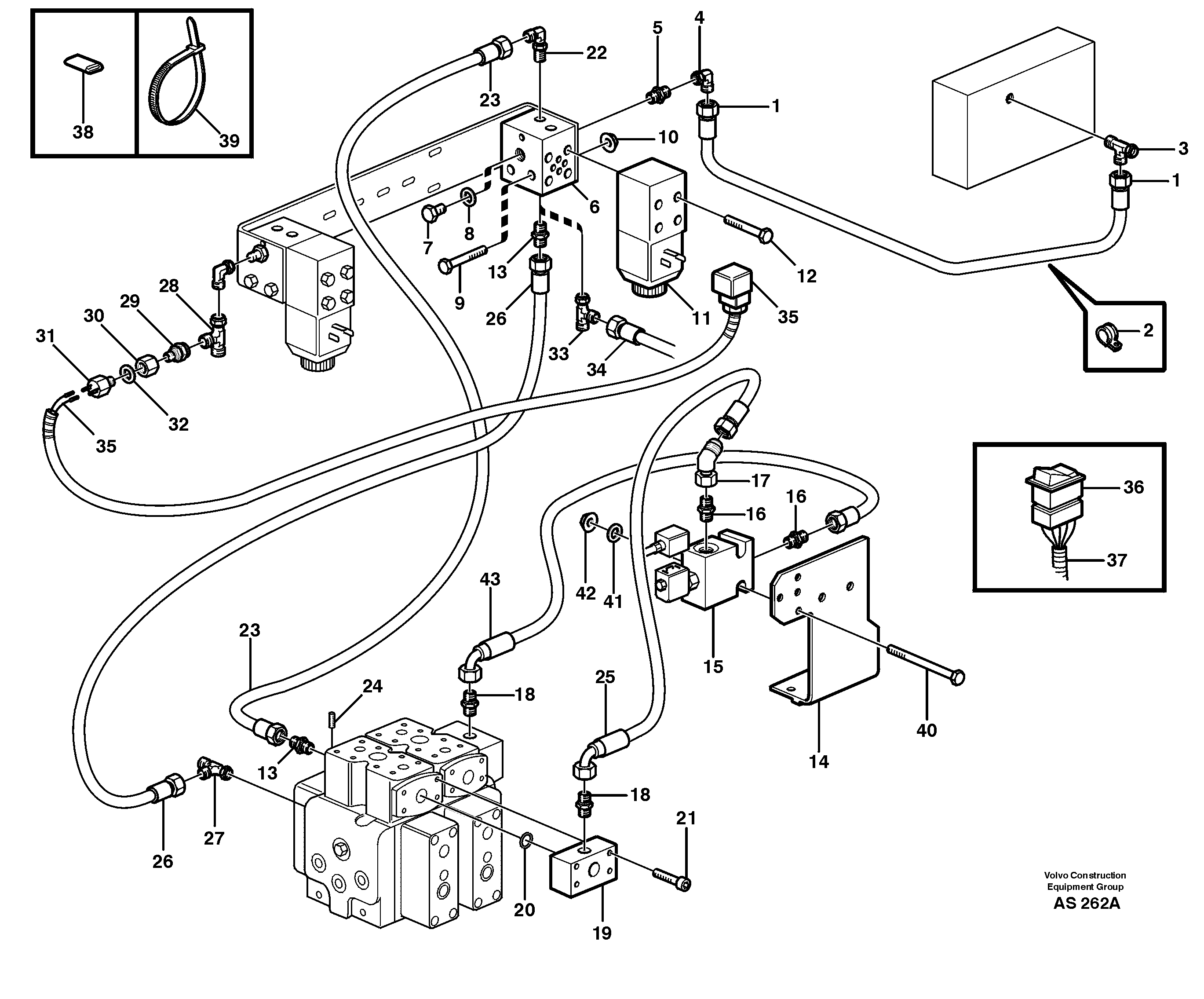 Single acting lifting function  94551 — volvo parts diagram
