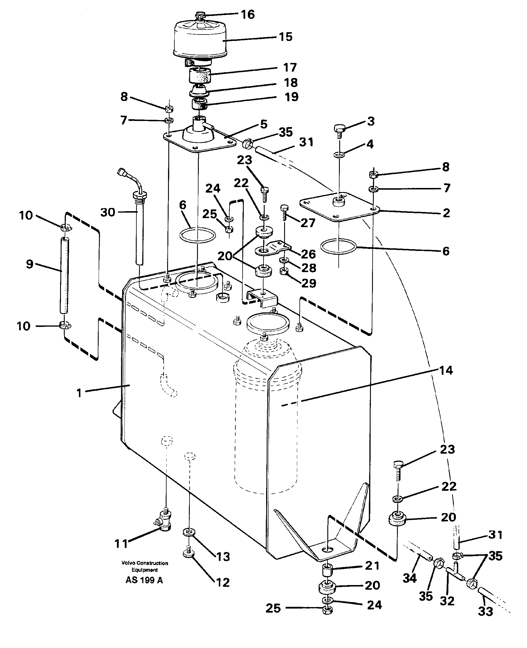 Hydraulic oil tank — volvo parts diagram