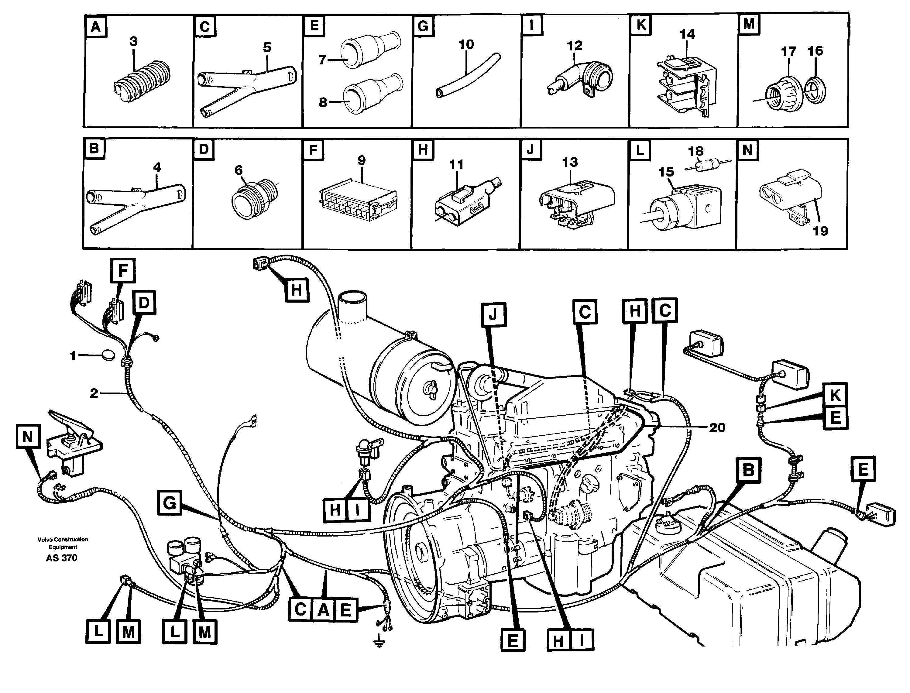 Cable harness, engine  80001 — volvo parts diagram